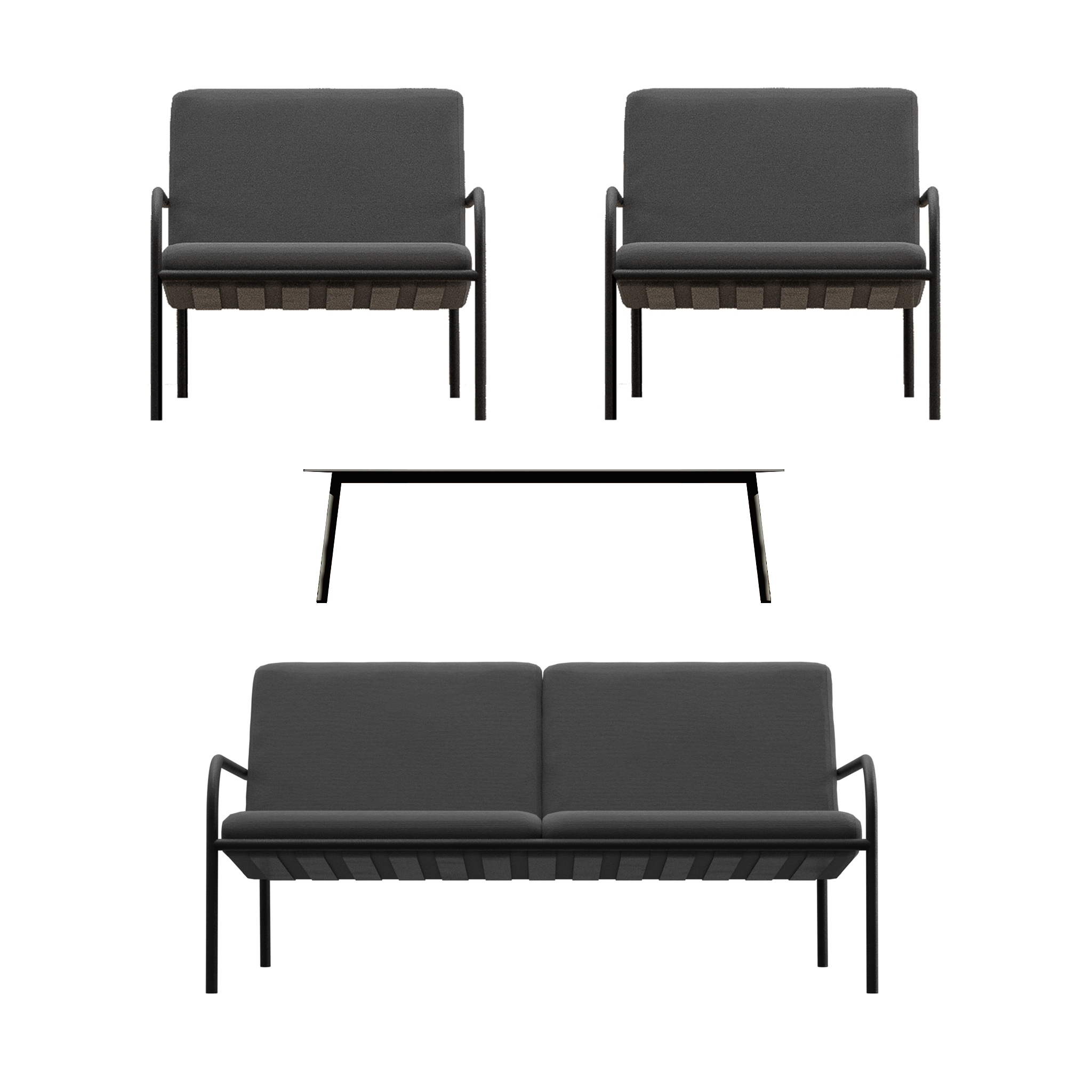 METALLBUDE // LOUNGE SOFA SET | BLACK/GRAPHITE | SET OF 4