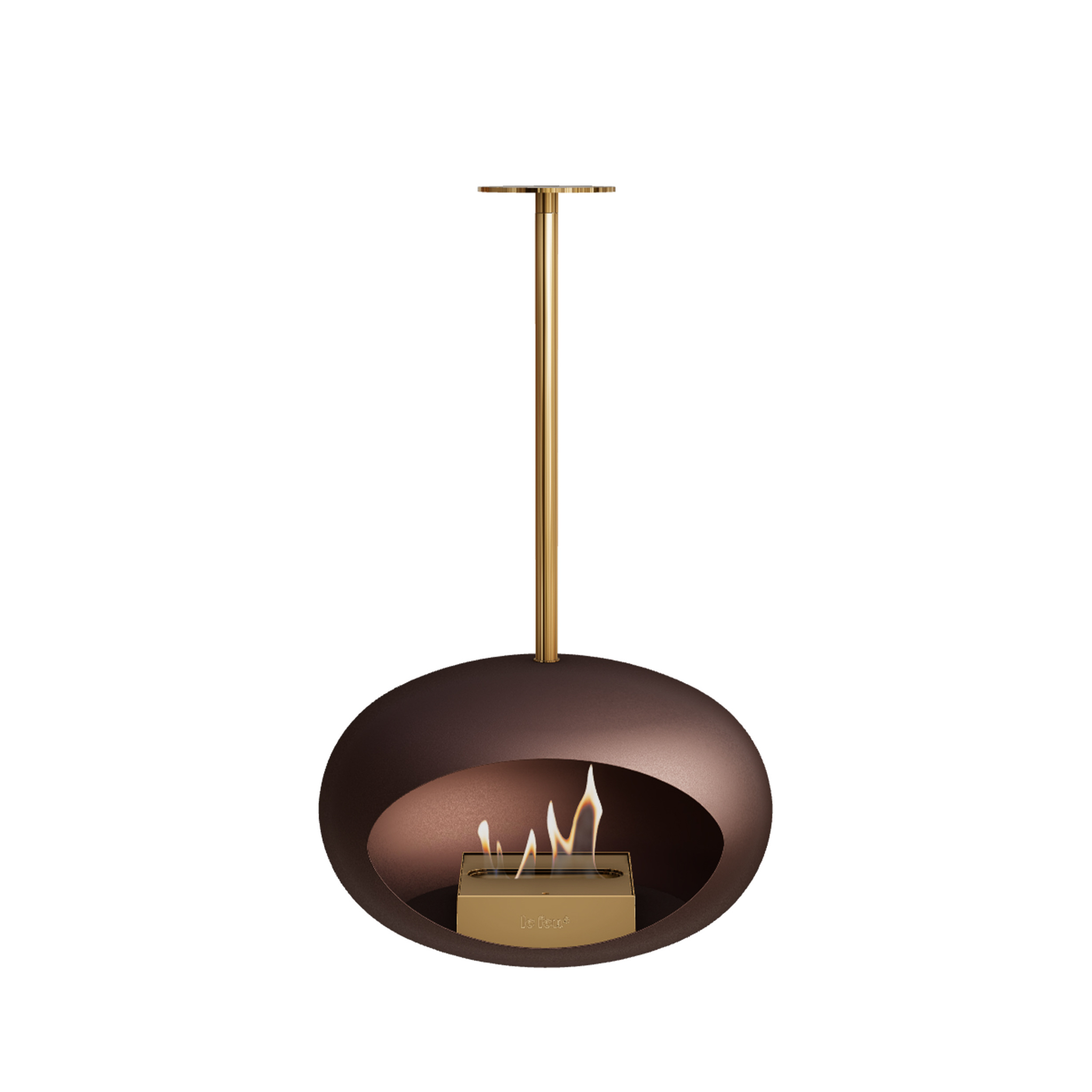 LE FEU // MOCCA SKY ETHANOL-CHIMNEY - POLE  ROSEGOLD  | ROSEGOLD BURNER |  140 cm