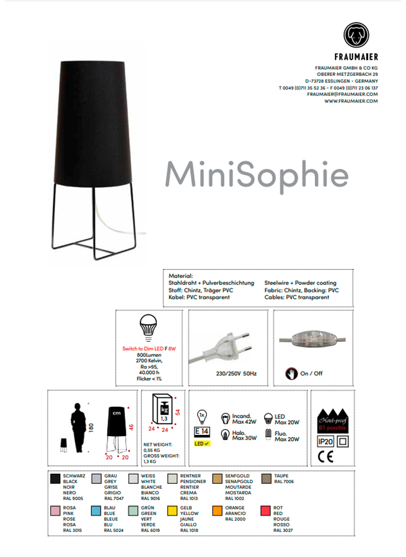 frauMaier // MiniSophie - Table lamp, white, hand switch