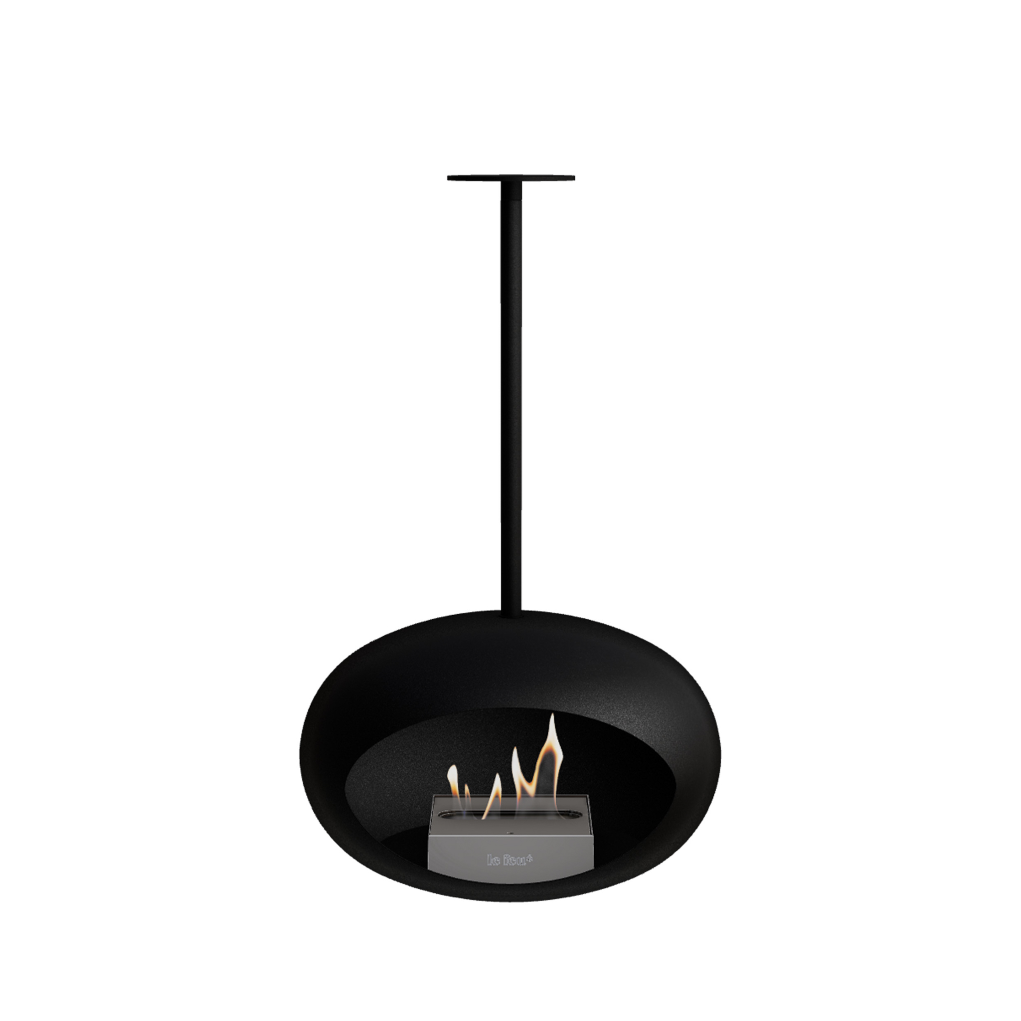 LE FEU // BLACK SKY ETHANOL-CHIMNEY - POLE BLACK  | STEEL BURNER |  140 cm