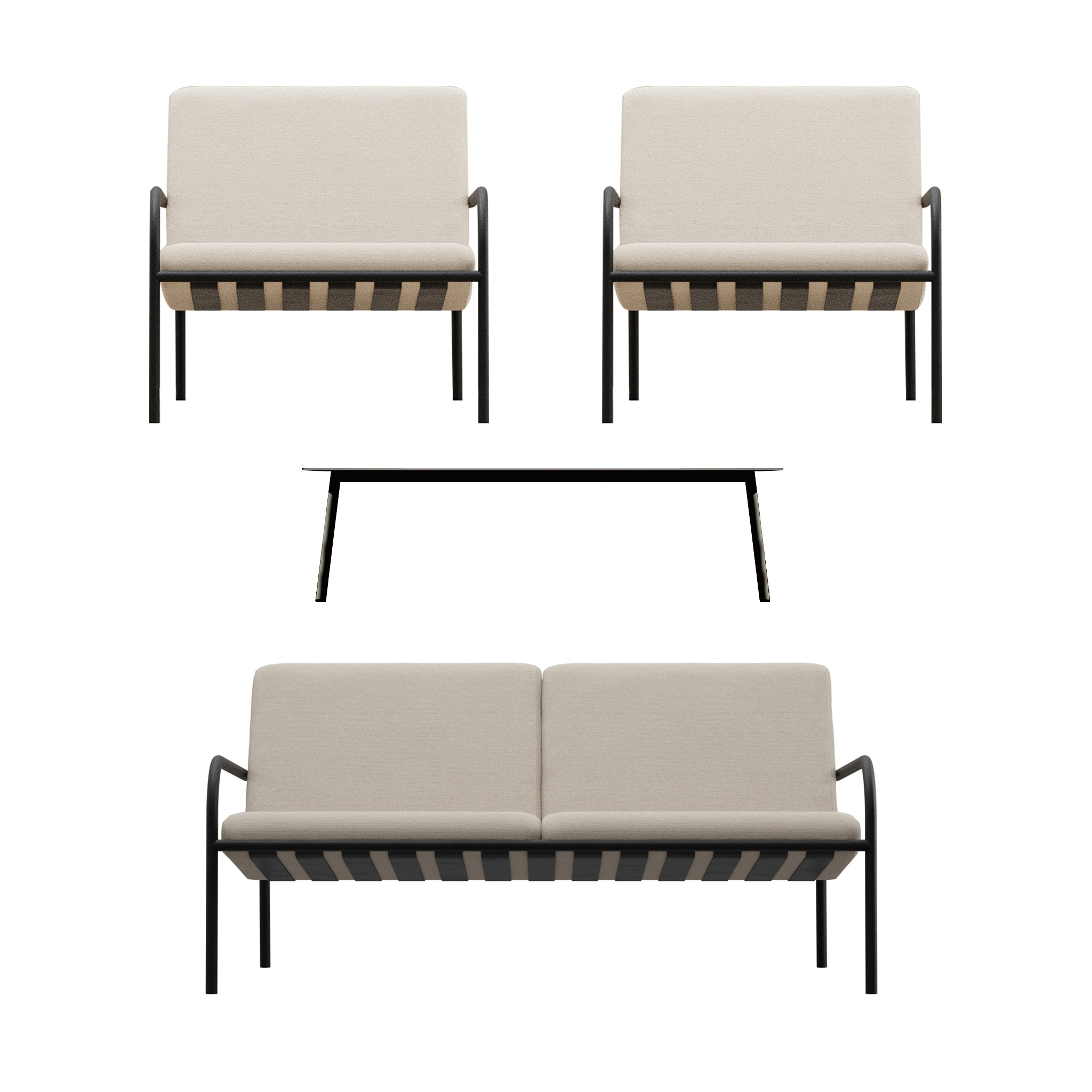 METALLBUDE // LOUNGE SOFA SET | BLACK/SAND | SET OF 4