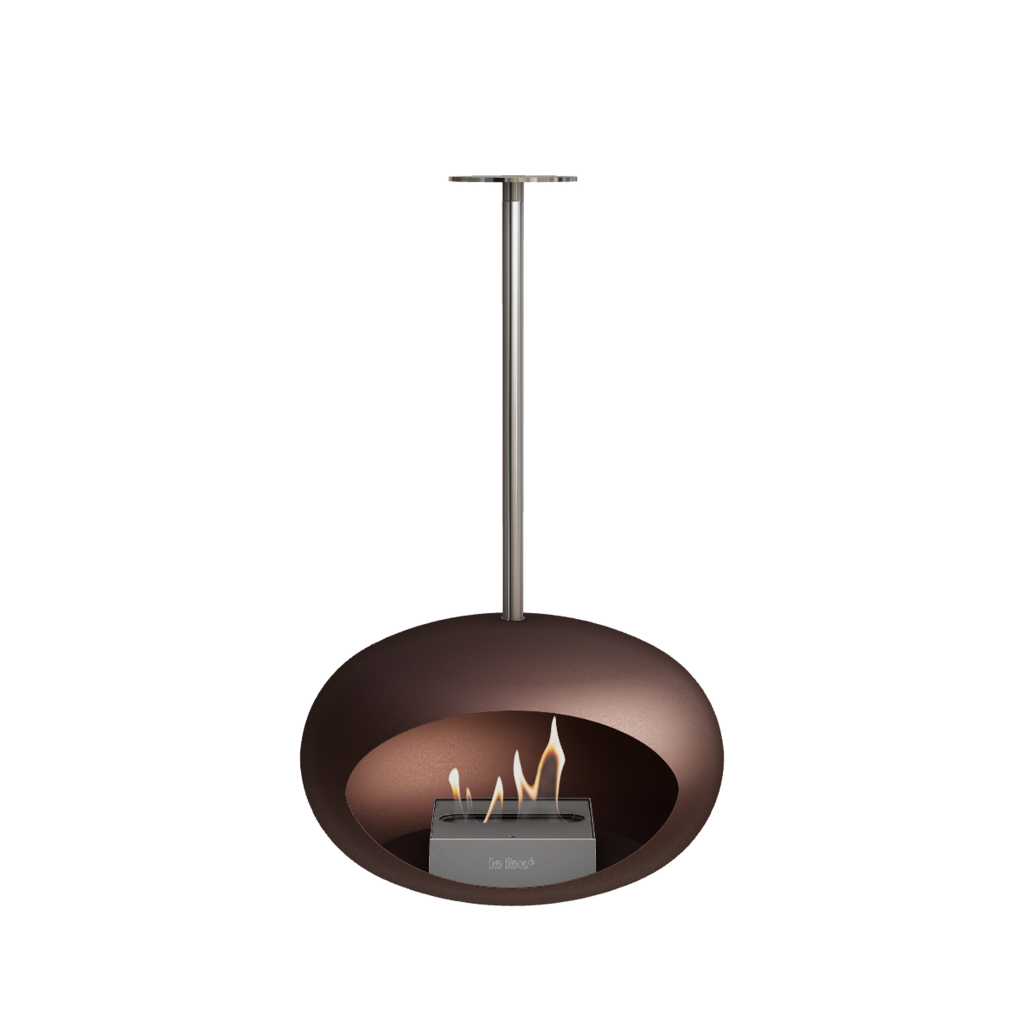 LE FEU // MOCCA SKY ETHANOL-KAMIN - POLE  POLISHED STEEL | STEEL BURNER |  120 cm