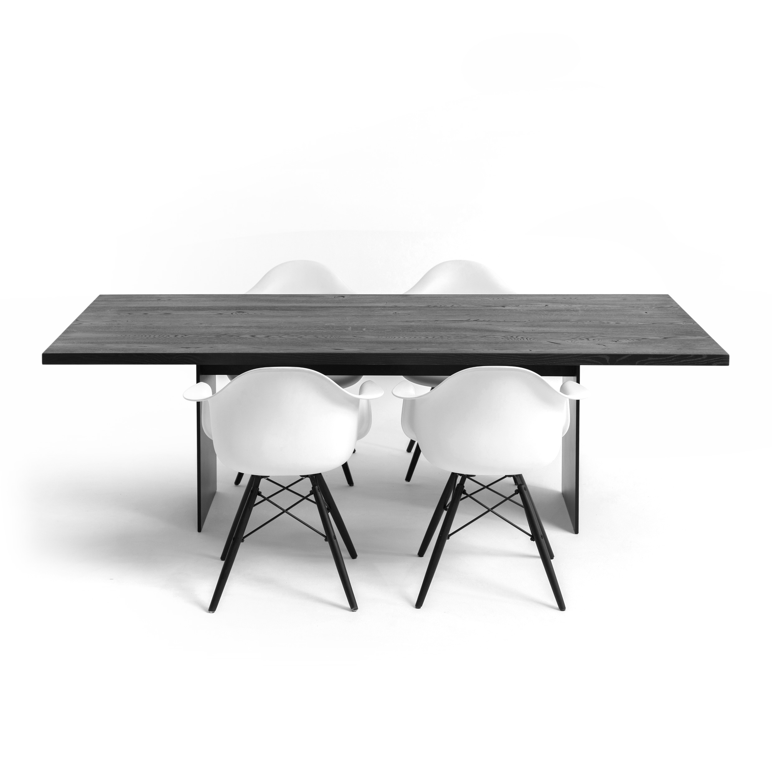 FORM EXCLUSIVE // FYNN - DINING TABLE | GERMAN OAK | BLACK CARED - 220CM X 100CM X 4CM - SLEEK BLACK