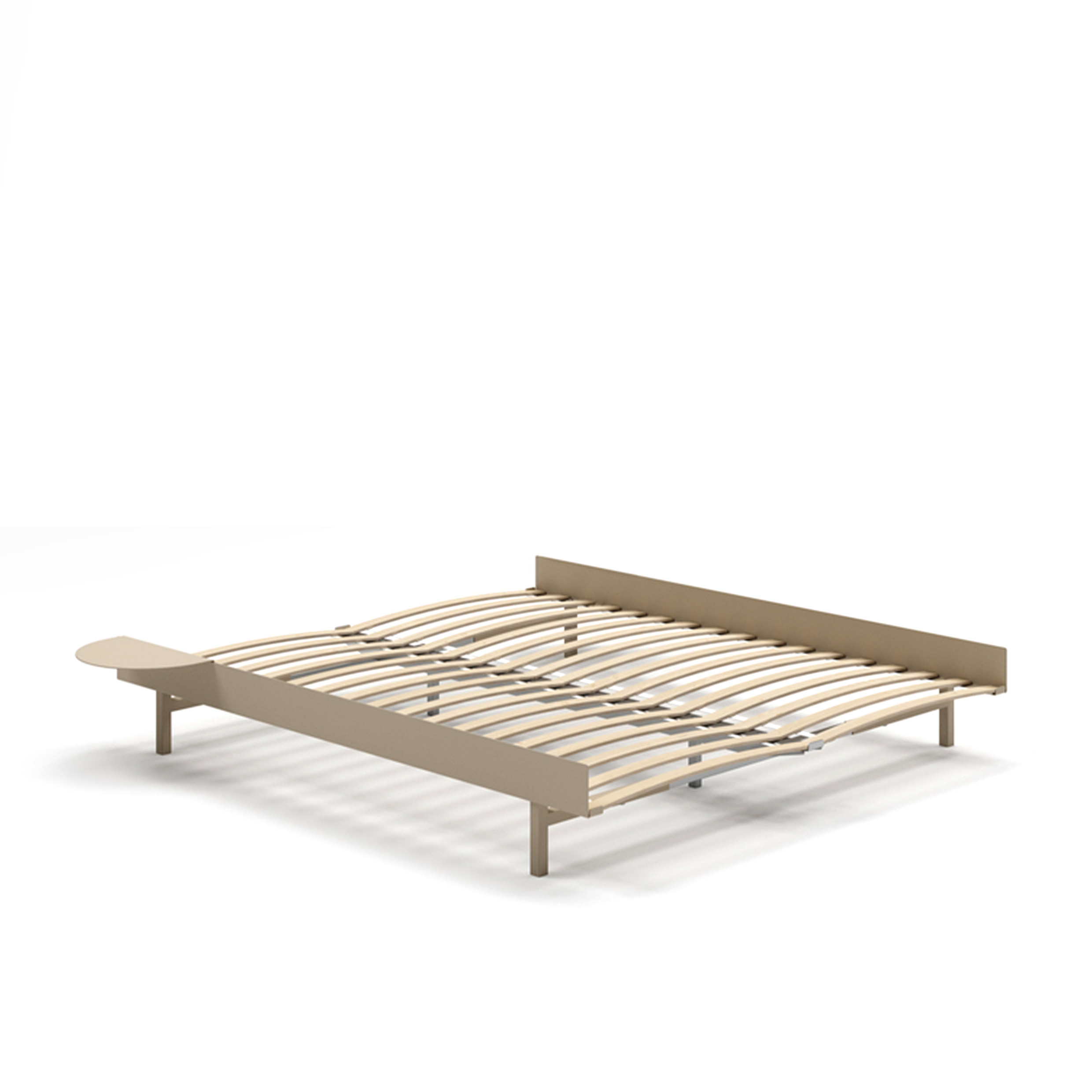 MOEBE // BED 160 CM (low) - SAND | WITH SLATS | 1x SIDE TABLE