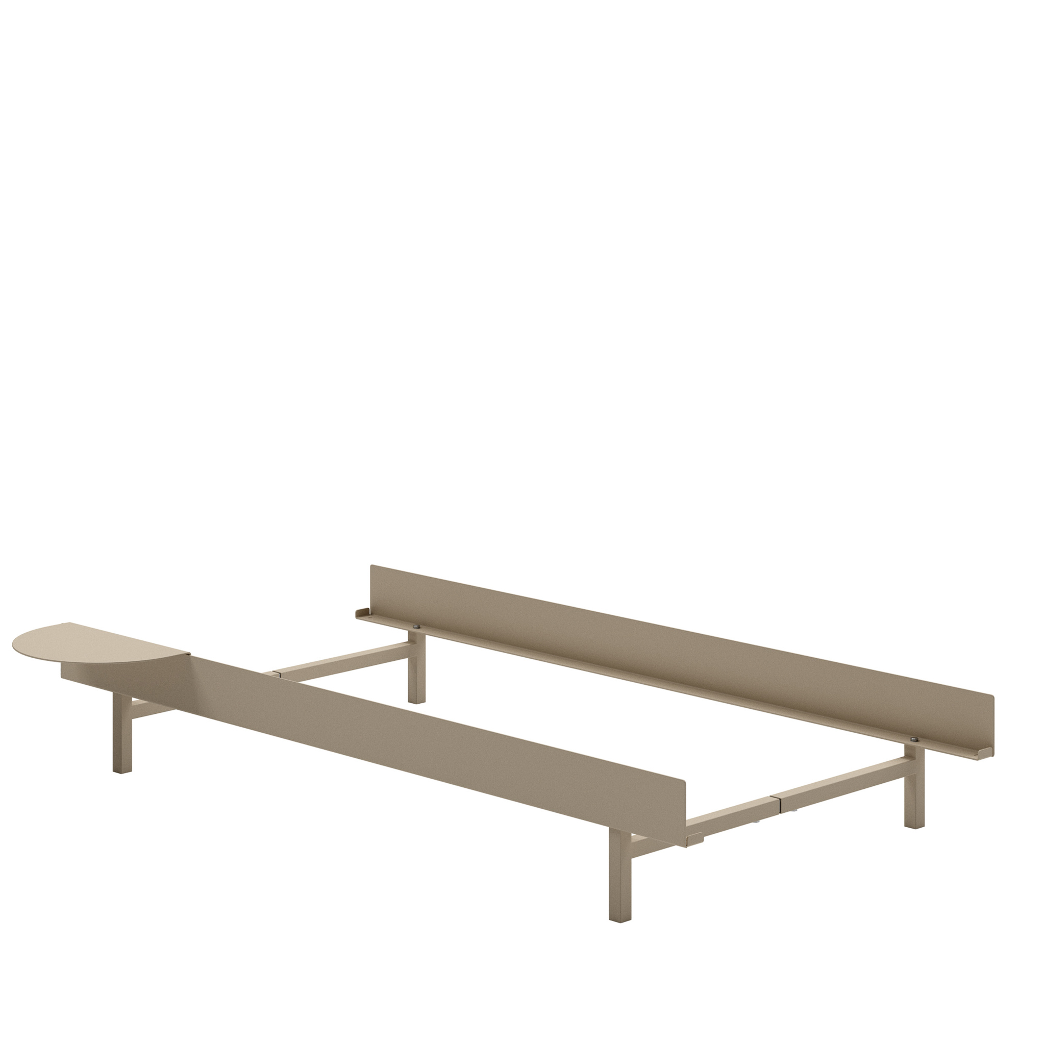 MOEBE // BED 90 CM (low) - SAND | NO SLATS | 1x SIDE TABLE