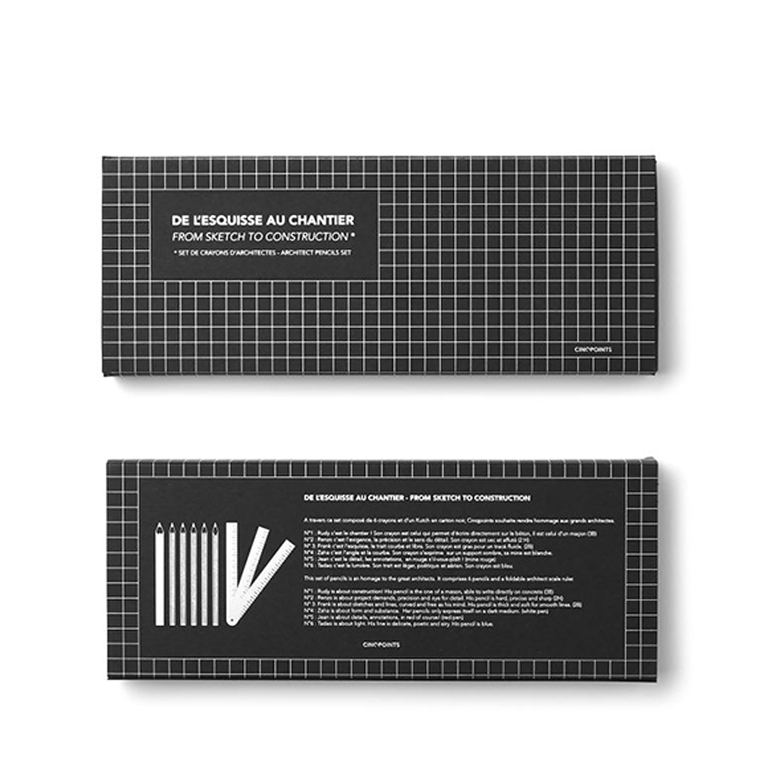 CINQPOINTS // ARCHITECT PENCILS BOX  - STIFTE SET | 7,5 x 18,5 x 2 CM | SCHWARZ