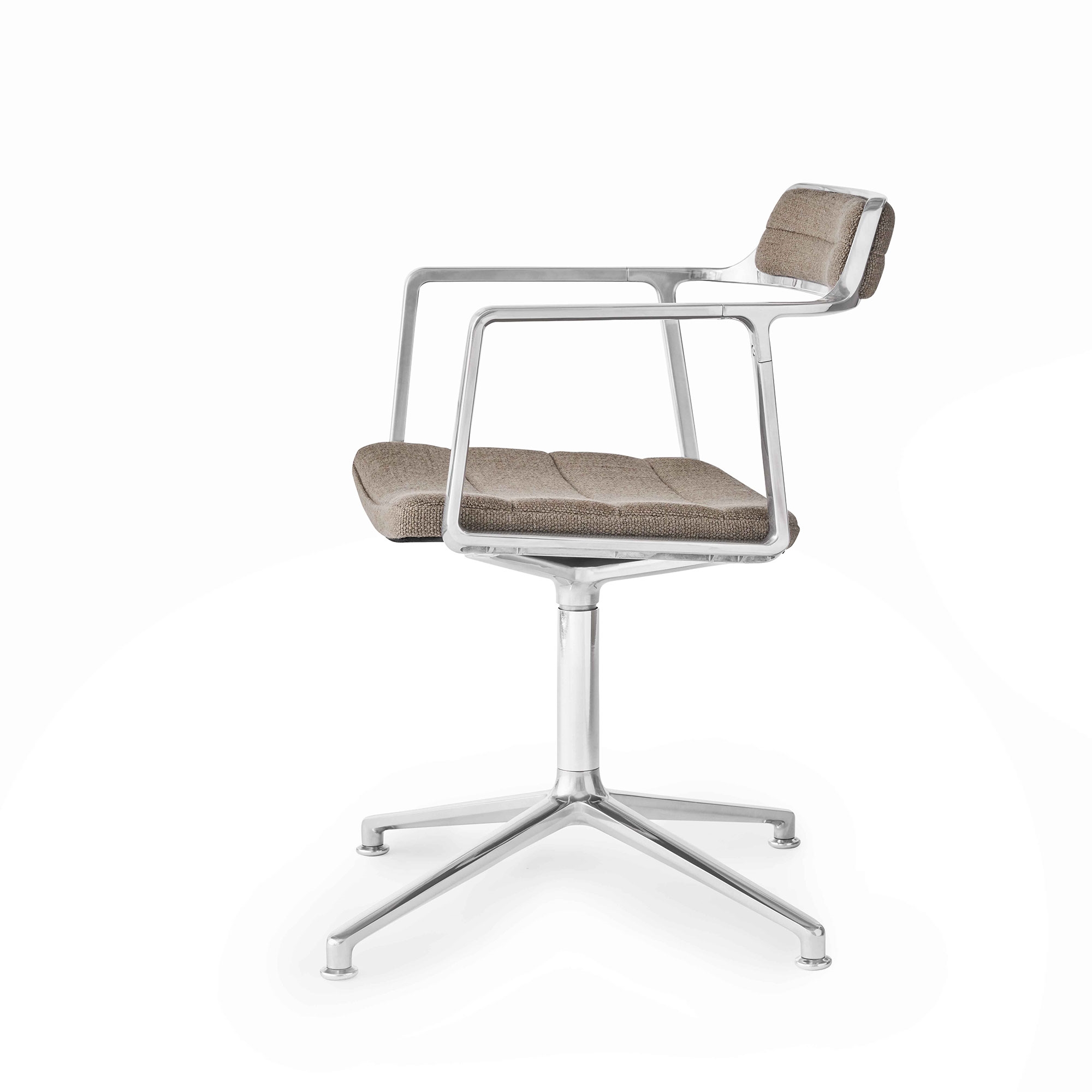 VIPP 452 // SWIVEL CHAIR - SAND TEXTILE, POLISHED FRAME, CASTORS