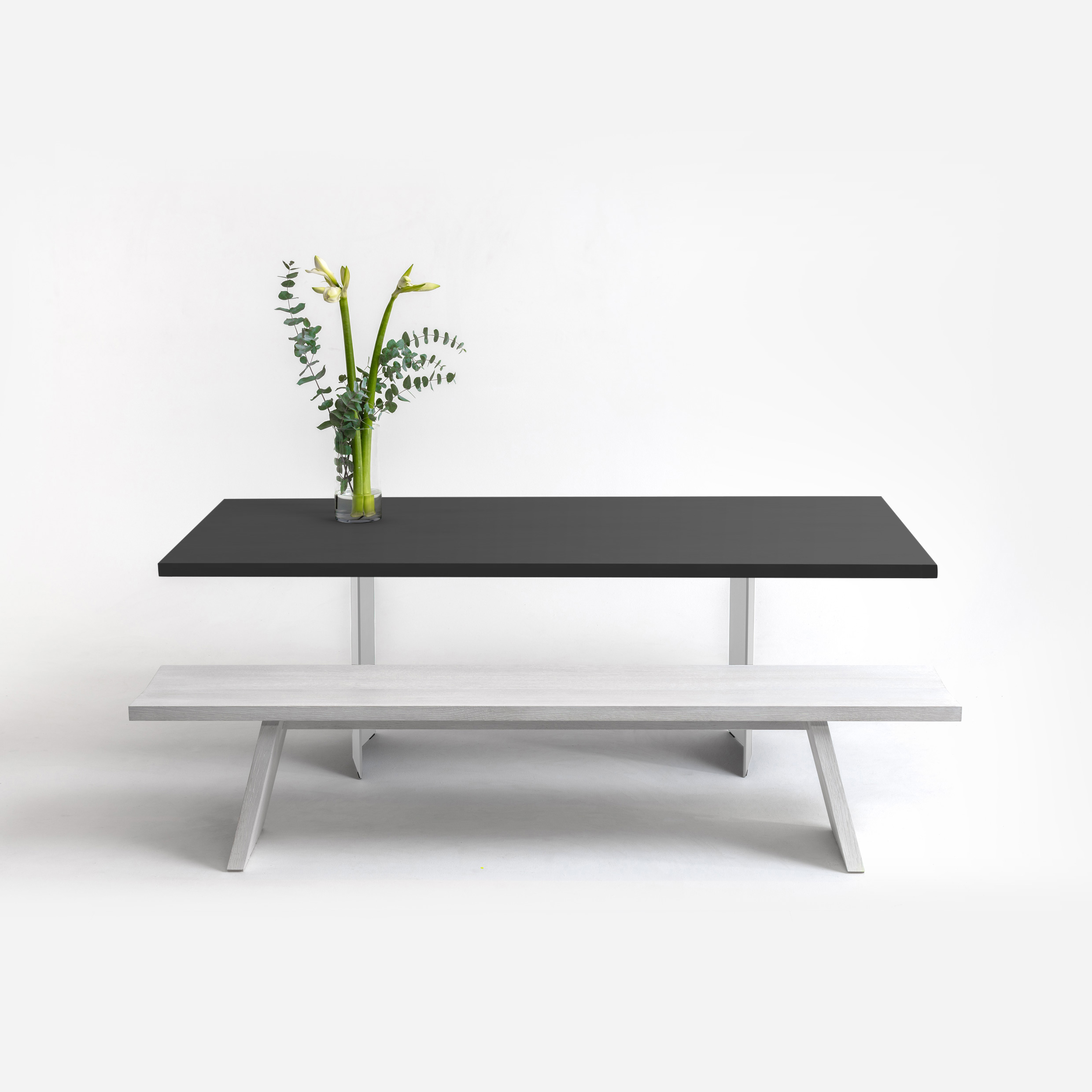 FORM EXCLUSIV // KUNO - TISCH | FENIX | SCHWARZ  - 220CM X 100CM X 4CM - SCHWARZ - SINGLE WHITE
