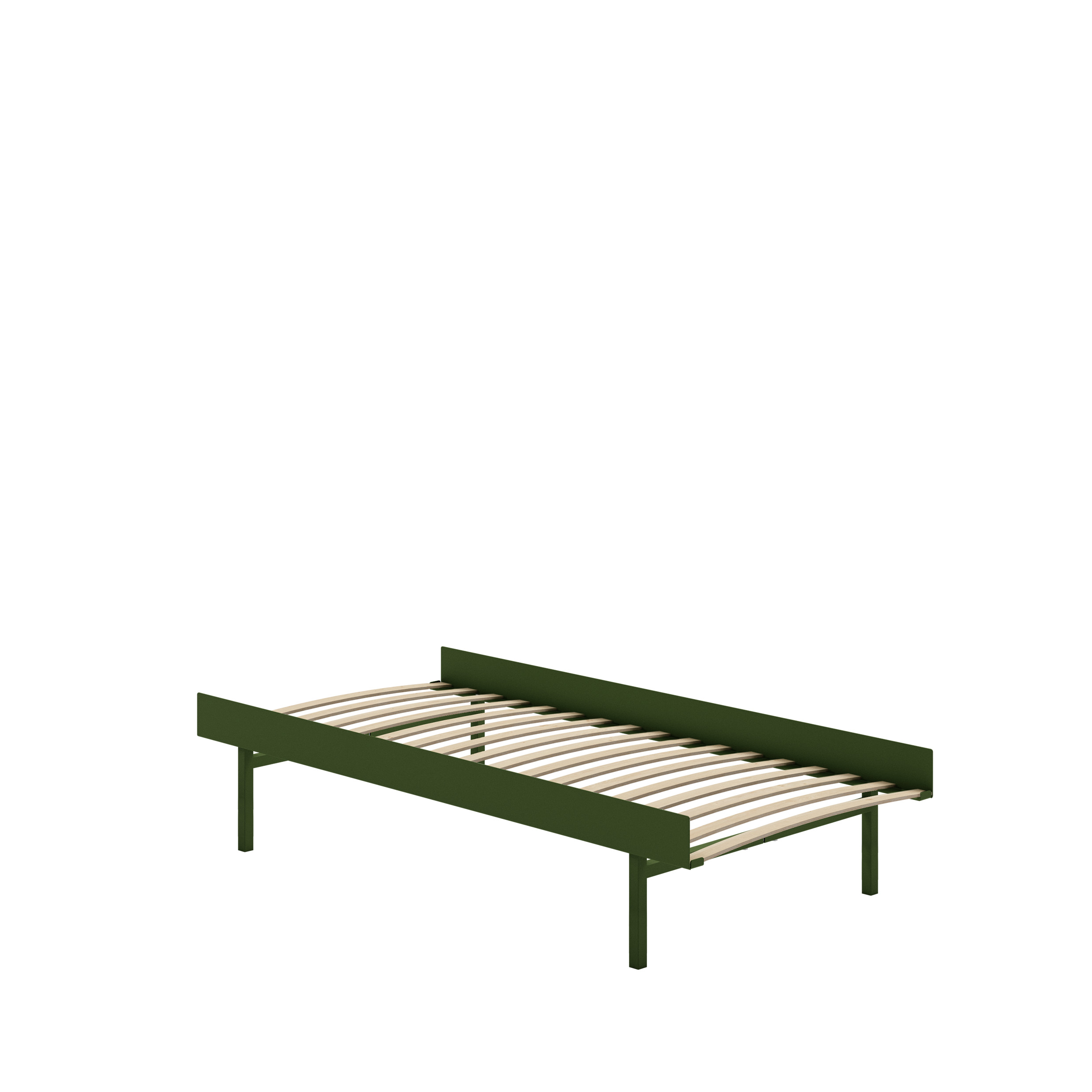 MOEBE // BED 90 CM (TALL) - PINE GREEN | WITH SLATS | NO SIDE TABLE