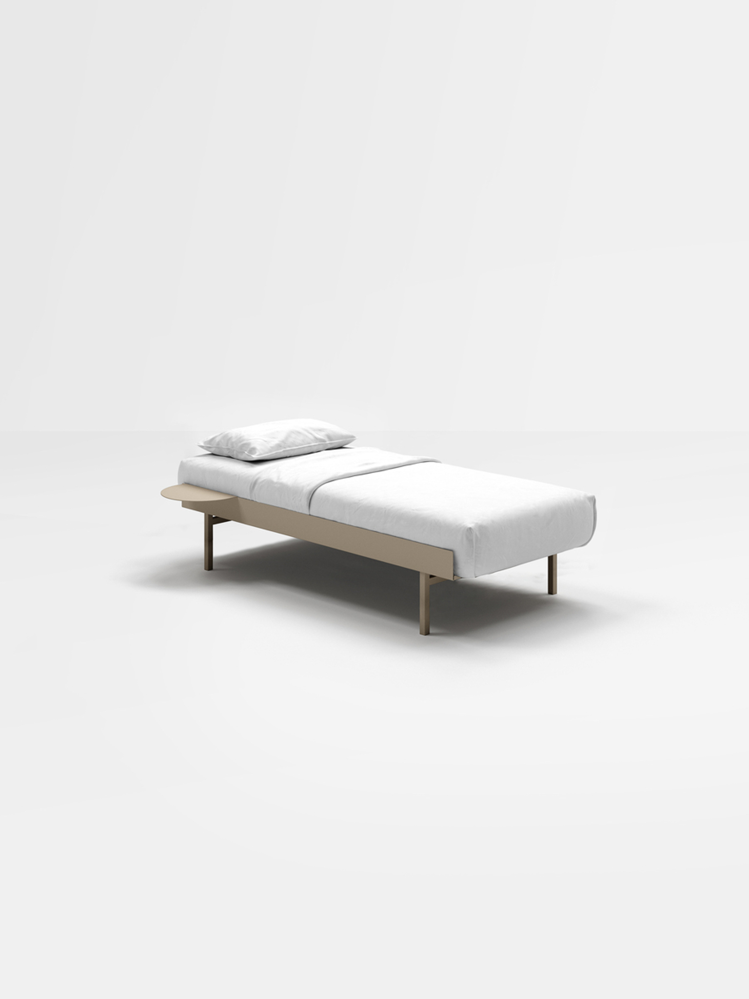 MOEBE // BED 90 CM (TALL) - SAND | NO SLATS | 2x SIDE TABLE