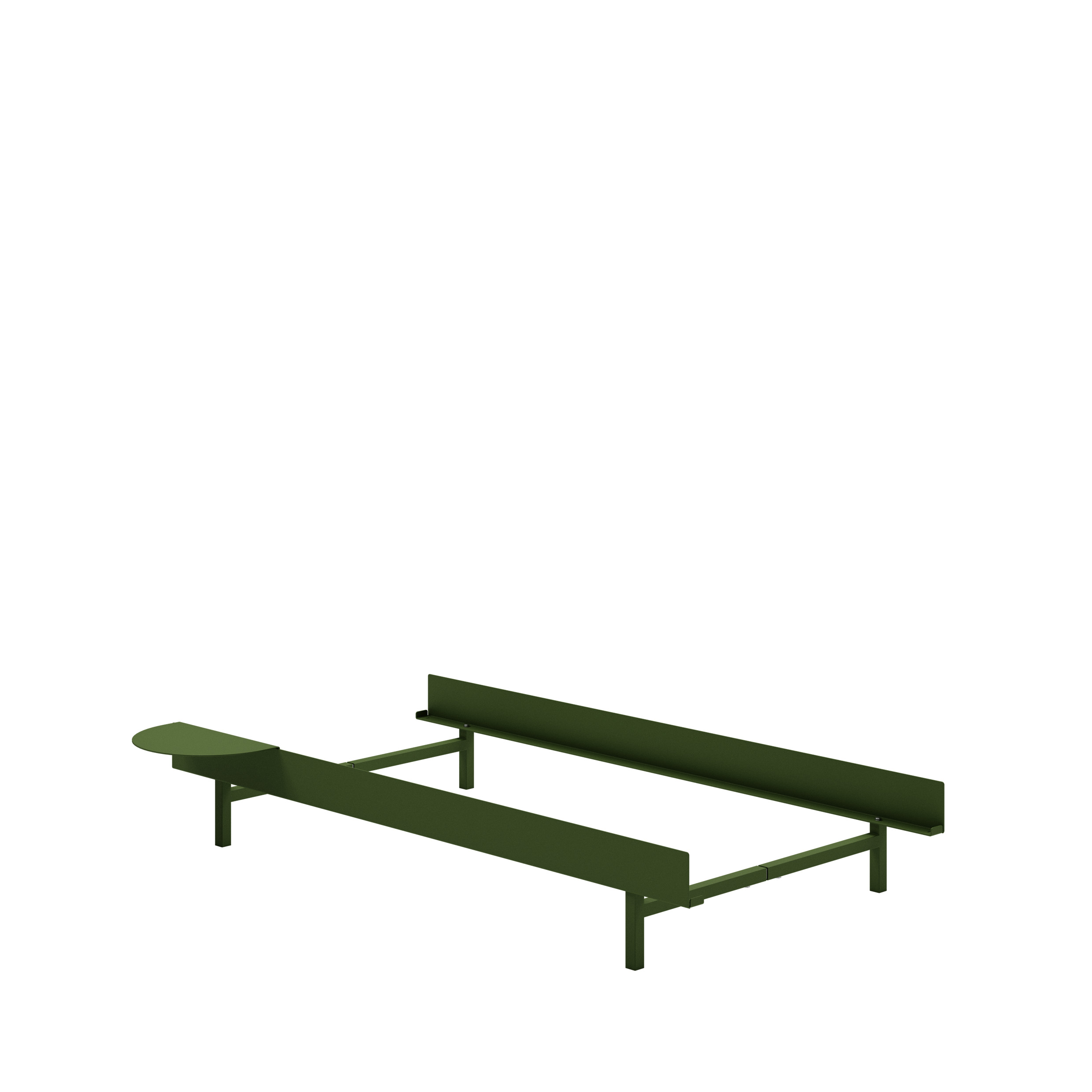 MOEBE // BED 90 CM (LOW) - PINE GREEN | NO SLATS | 1x SIDE TABLE