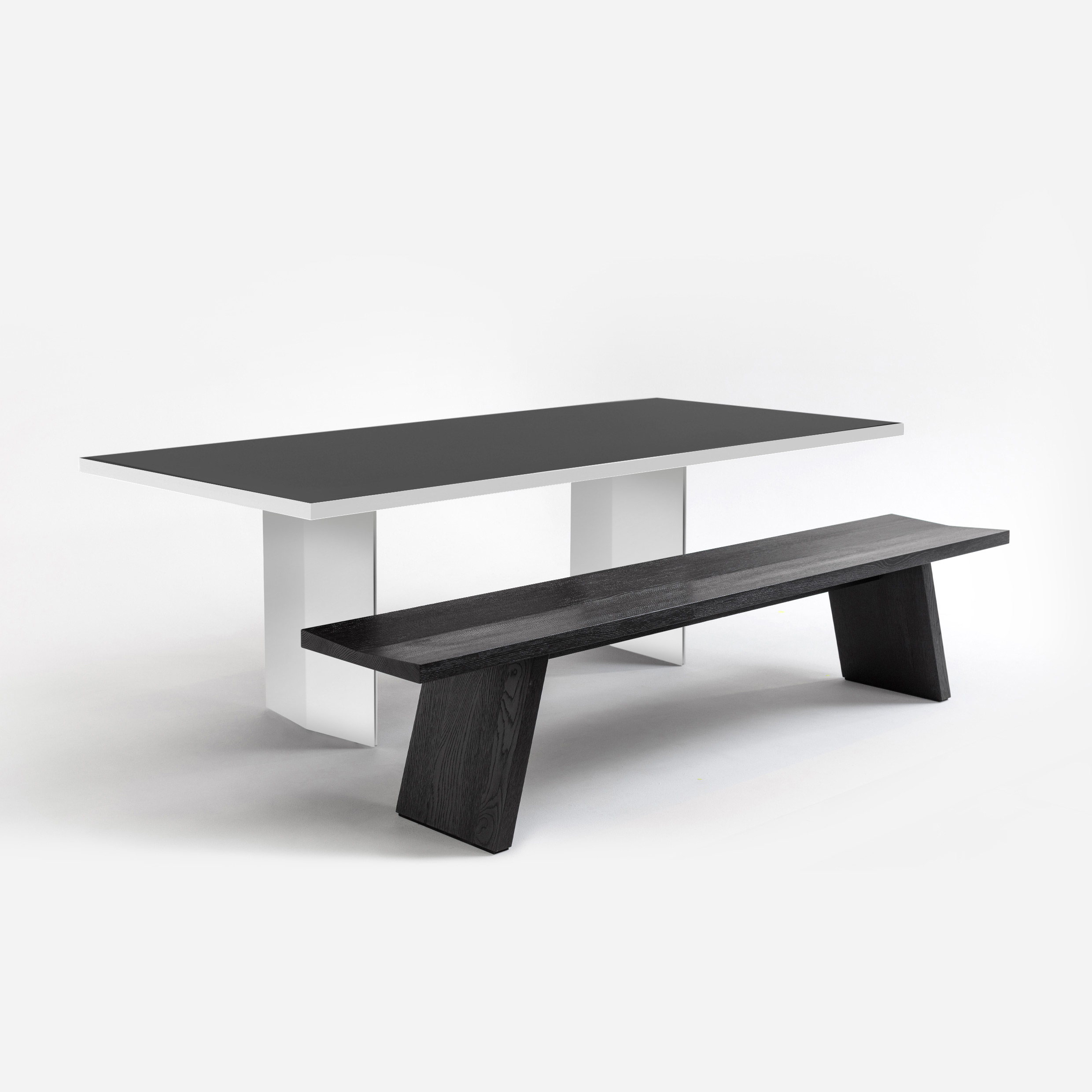 FORM EXCLUSIV // KUNO - TISCH | FENIX | SCHWARZ  - DOUBLE WHITE - 220CM X 100CM X 4CM - WEISS