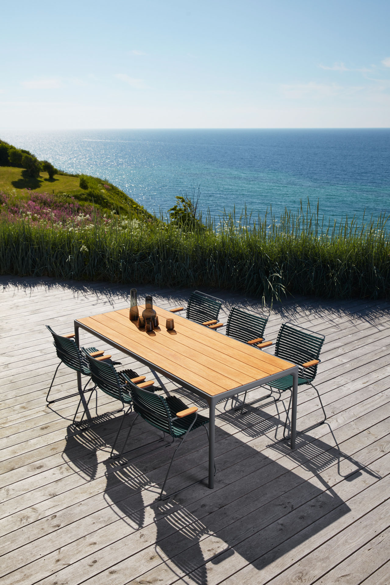 Houe // FOUR Table - Outdoor table, 210x90cm, bamboo, dark grey