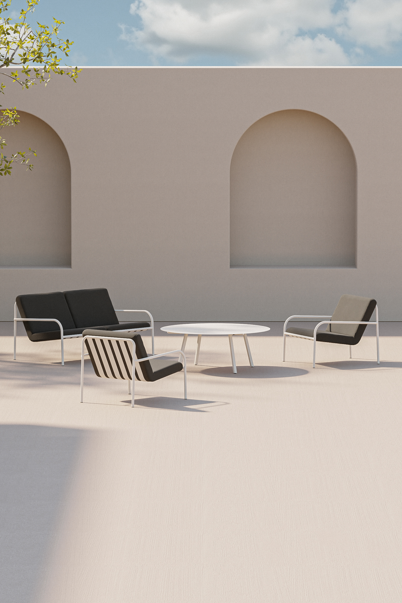 METALLBUDE // CRUZ - LOUNGESOFA | OUTDOOR | WHITE/GRAPHITE