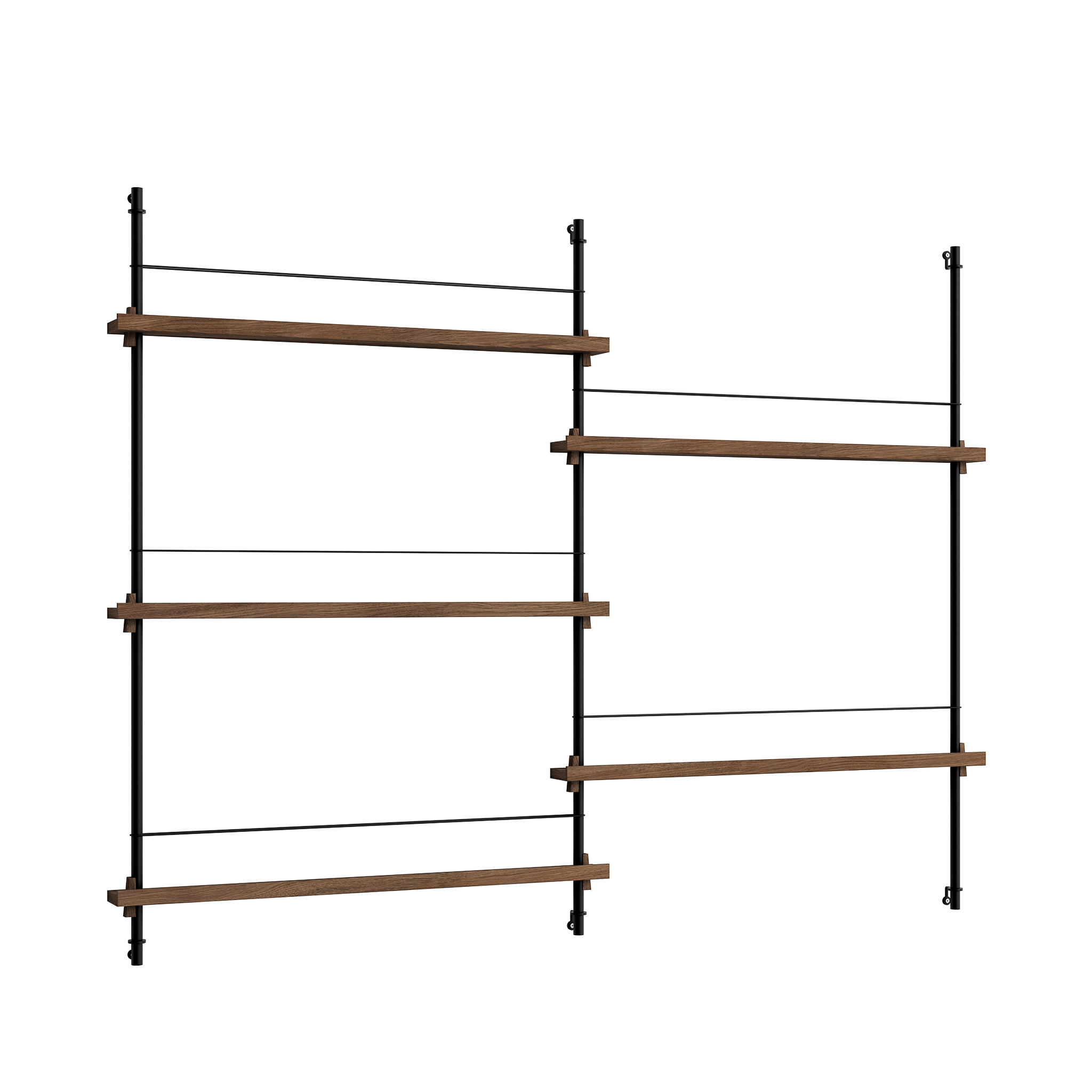 MOEBE // MAGAZINE SHELVING  - MS.115.2 | 115CM x 162CM |  BLACK SHELVES |  BLACK LEGS