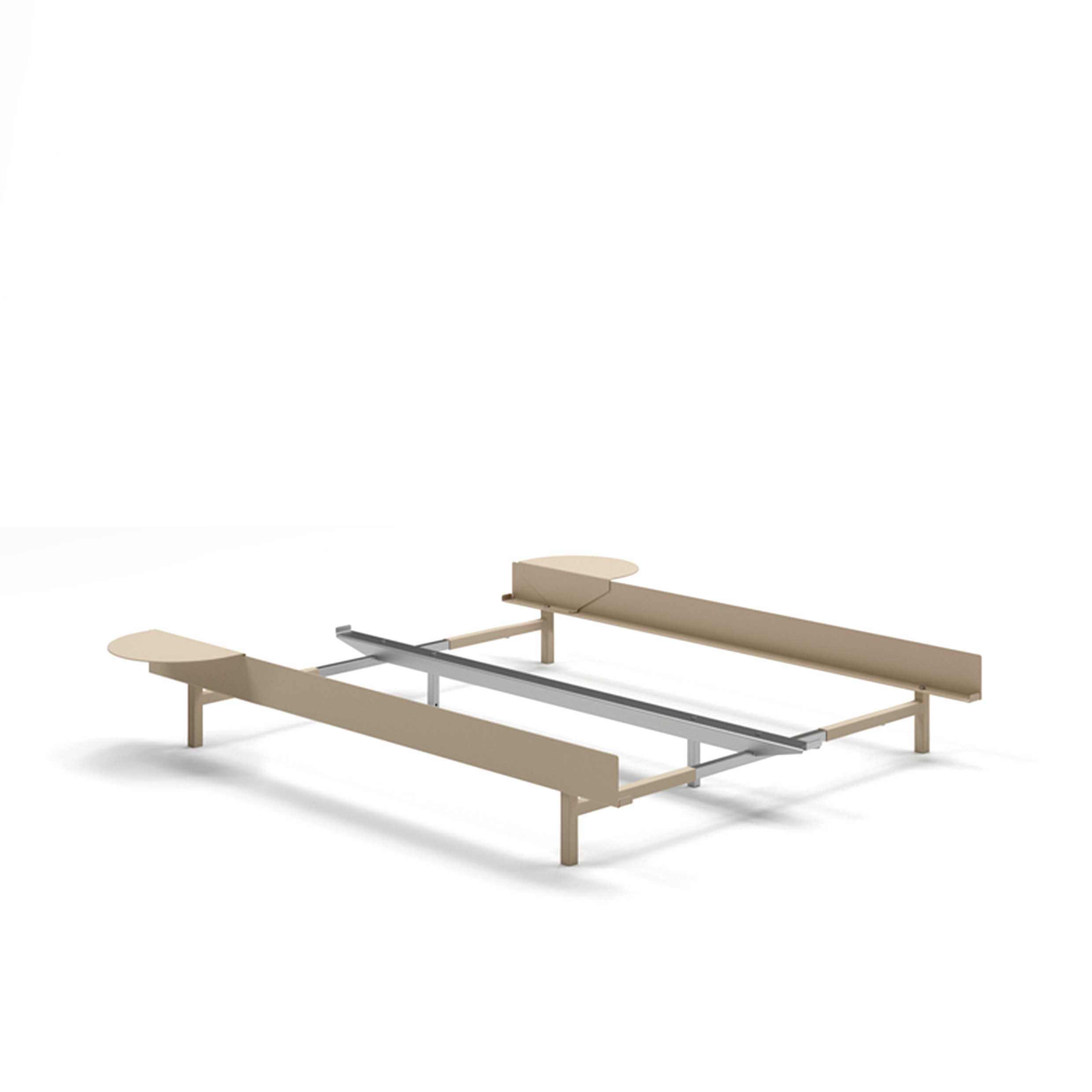 MOEBE // BED 90-180 CM (low) - SAND | NO SLATS | 2x SIDE TABLE