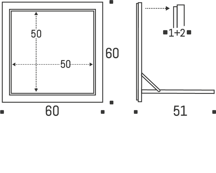 AMBIVALENZ // FLÄPPS - KITTCHEN TISCH | 60X60-1 | WEISS