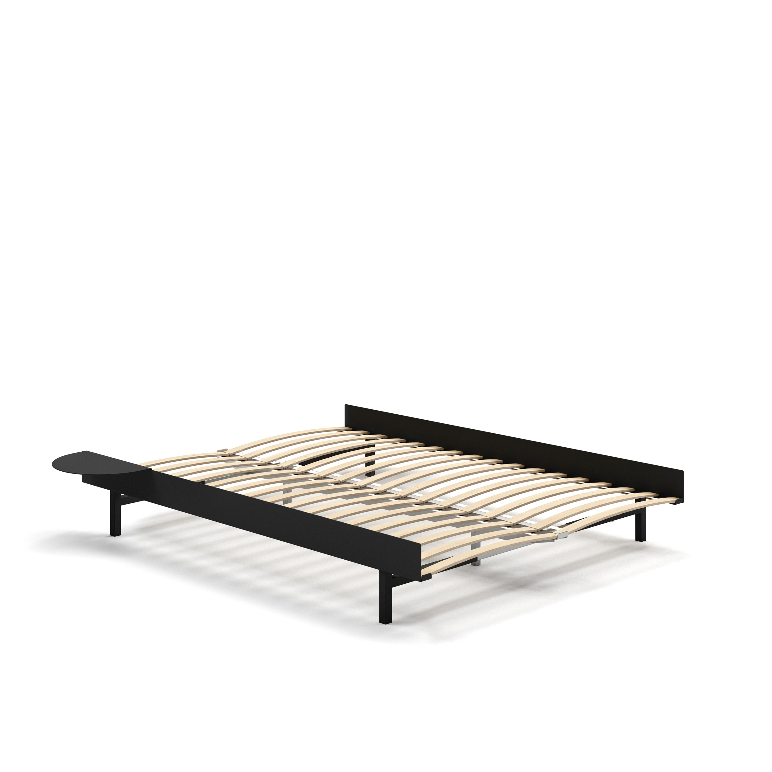 MOEBE // BETT 140 CM (low) - SCHWARZ | LATTENROST | 1 x ABLAGE