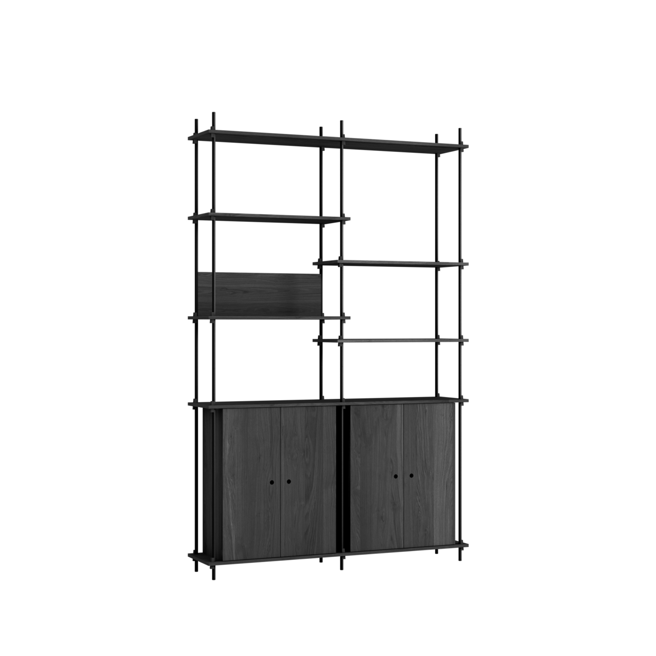 MOEBE // SHELVING SYSTEM - S.255.2.H | 255CM x 163CM |  BLACK SHELVES |  BLACK LEGS