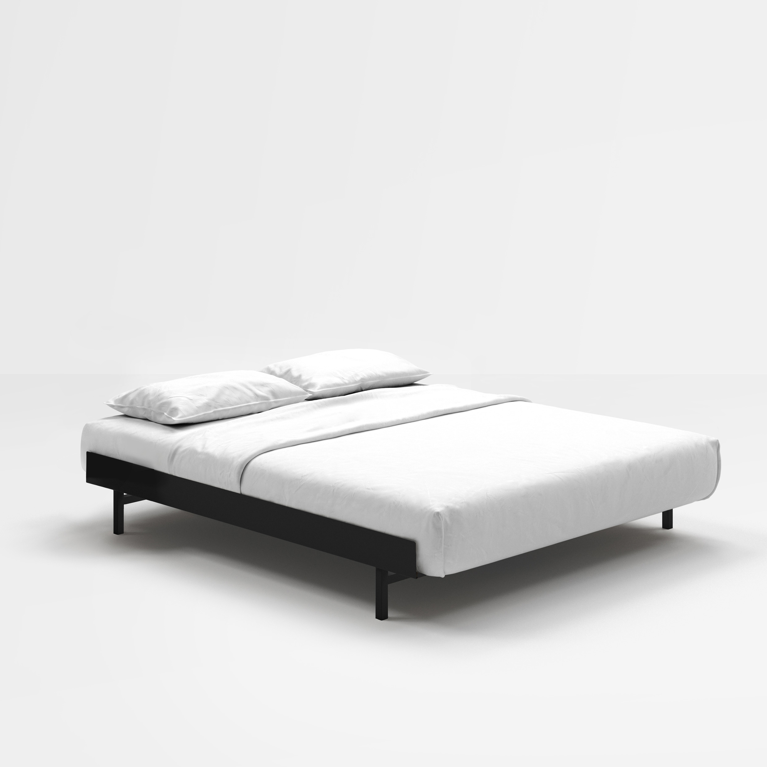 MOEBE // BED 160 CM (low) - BLACK | WITH SLATS | NO SIDE TABLE