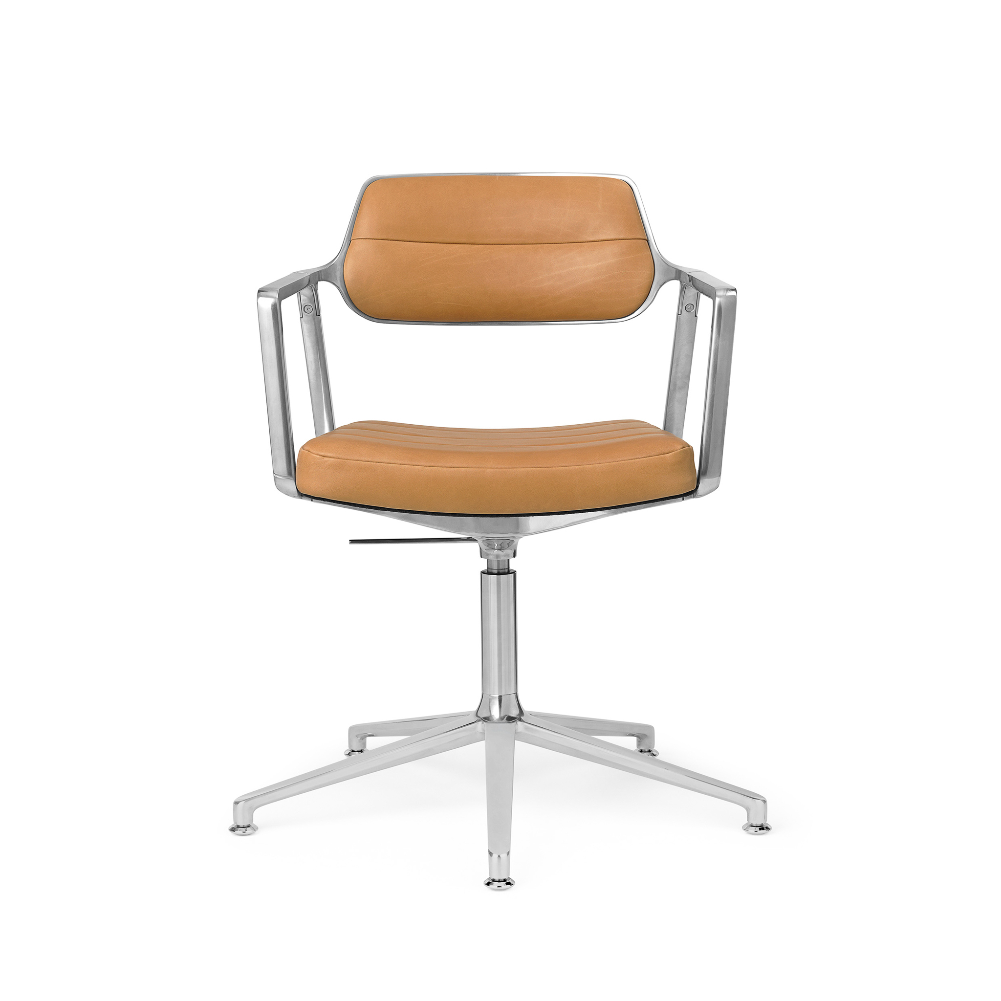 VIPP 453 // SWIVEL CHAIR WITH GLIDERS - POL. FRAME, LEATHER CAMEL