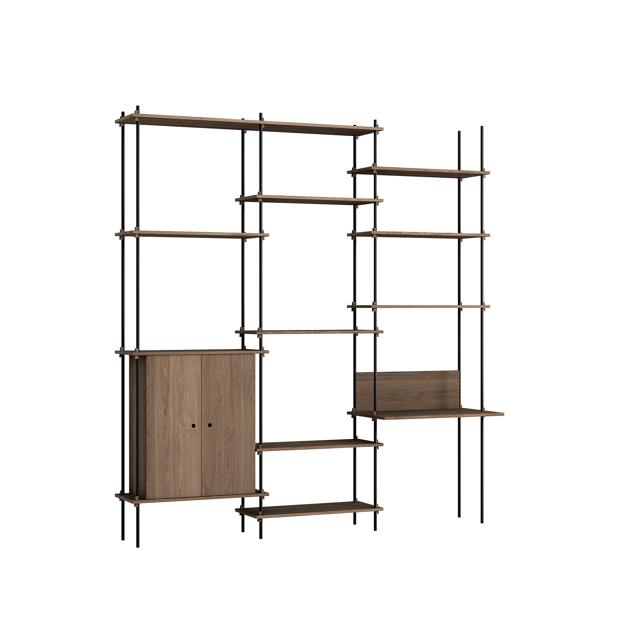 MOEBE // SHELVING SYSTEM - S.255.3.E | 255CM x 240CM |  BLACK SHELVES |  BLACK LEGS