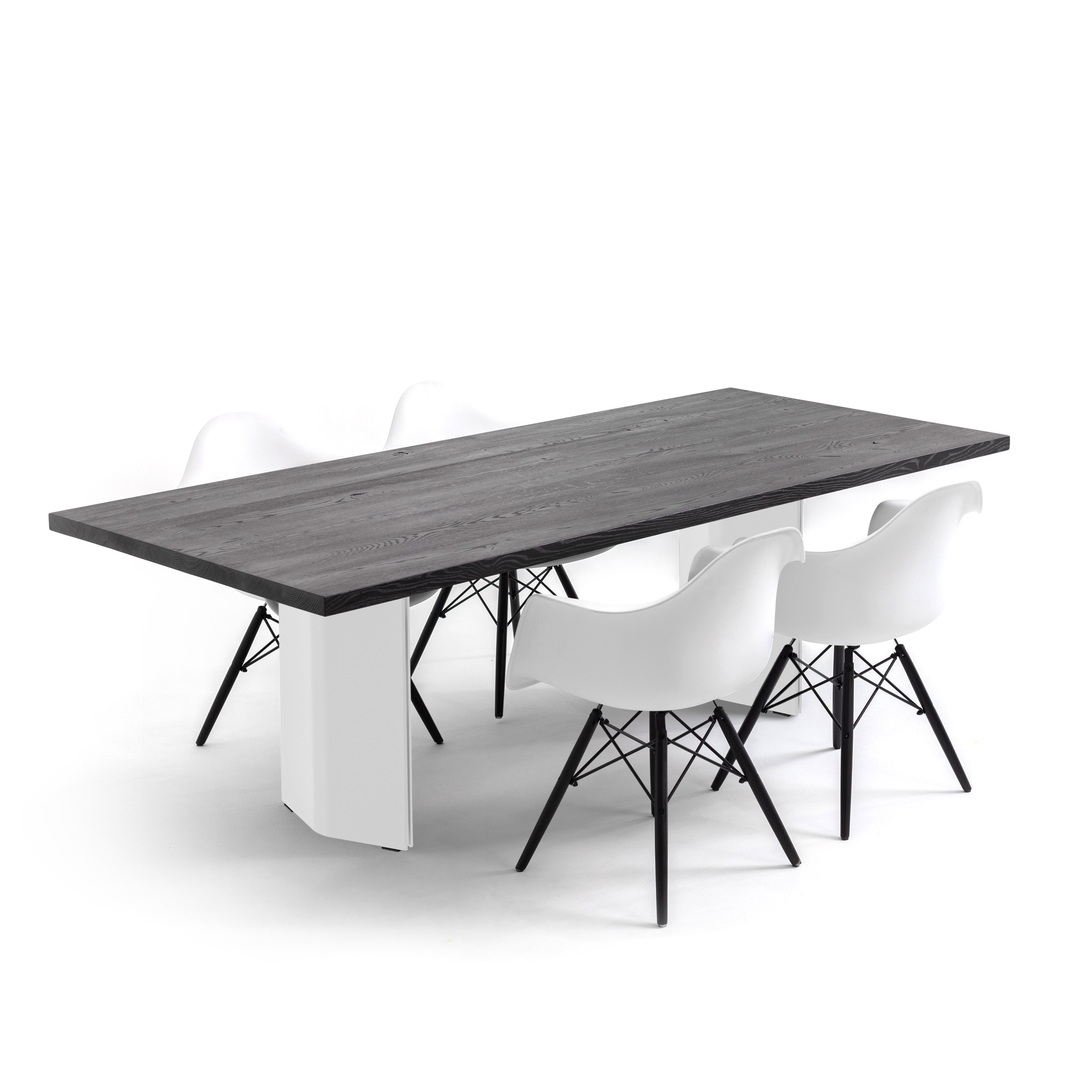 FORM EXCLUSIVE // FYNN - DINING TABLE | GERMAN OAK | BLACK CARED - DOUBLE WHITE - 220CM X 100CM X 4CM