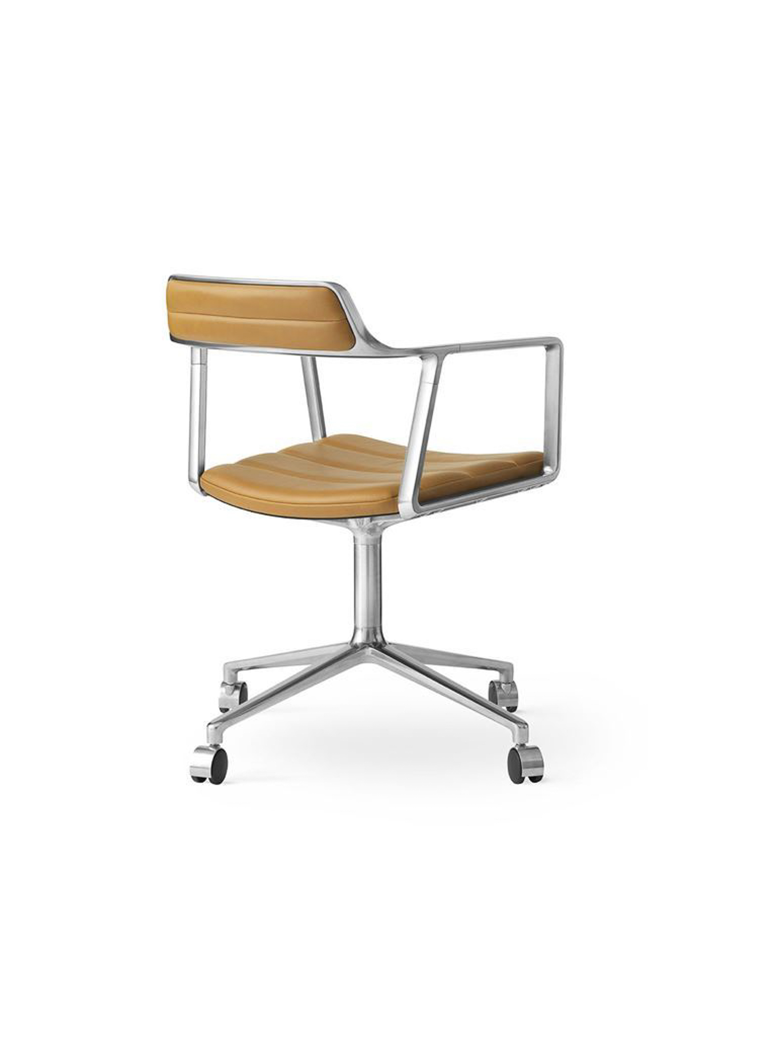 VIPP 452 // SWIVEL CHAIR - LEATHER SAND, POL. FRAME, CASTORS