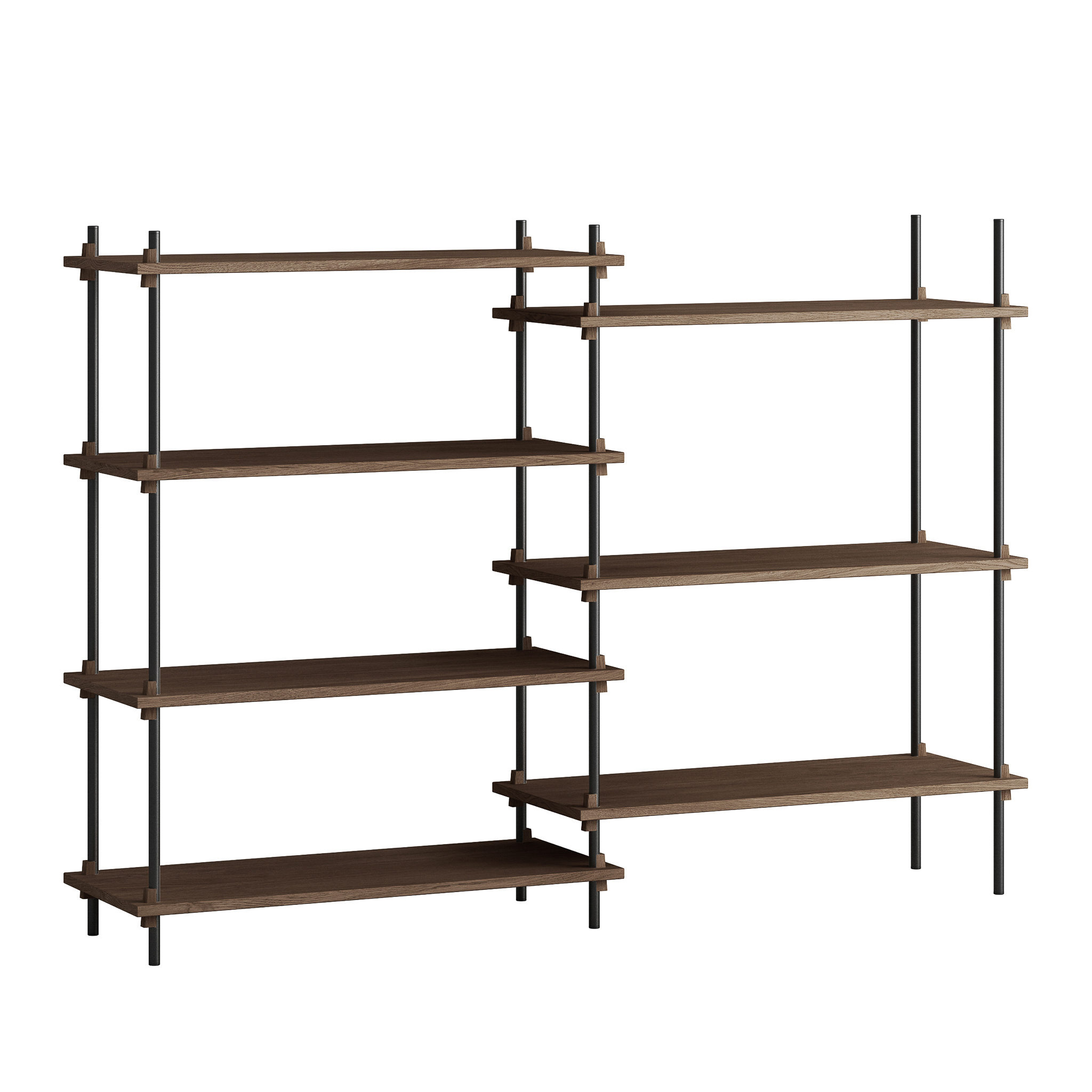 MOEBE // SHELVING SYSTEM - S.115.2.A | 115CM x 163CM |  BLACK SHELVES |  BLACK LEGS