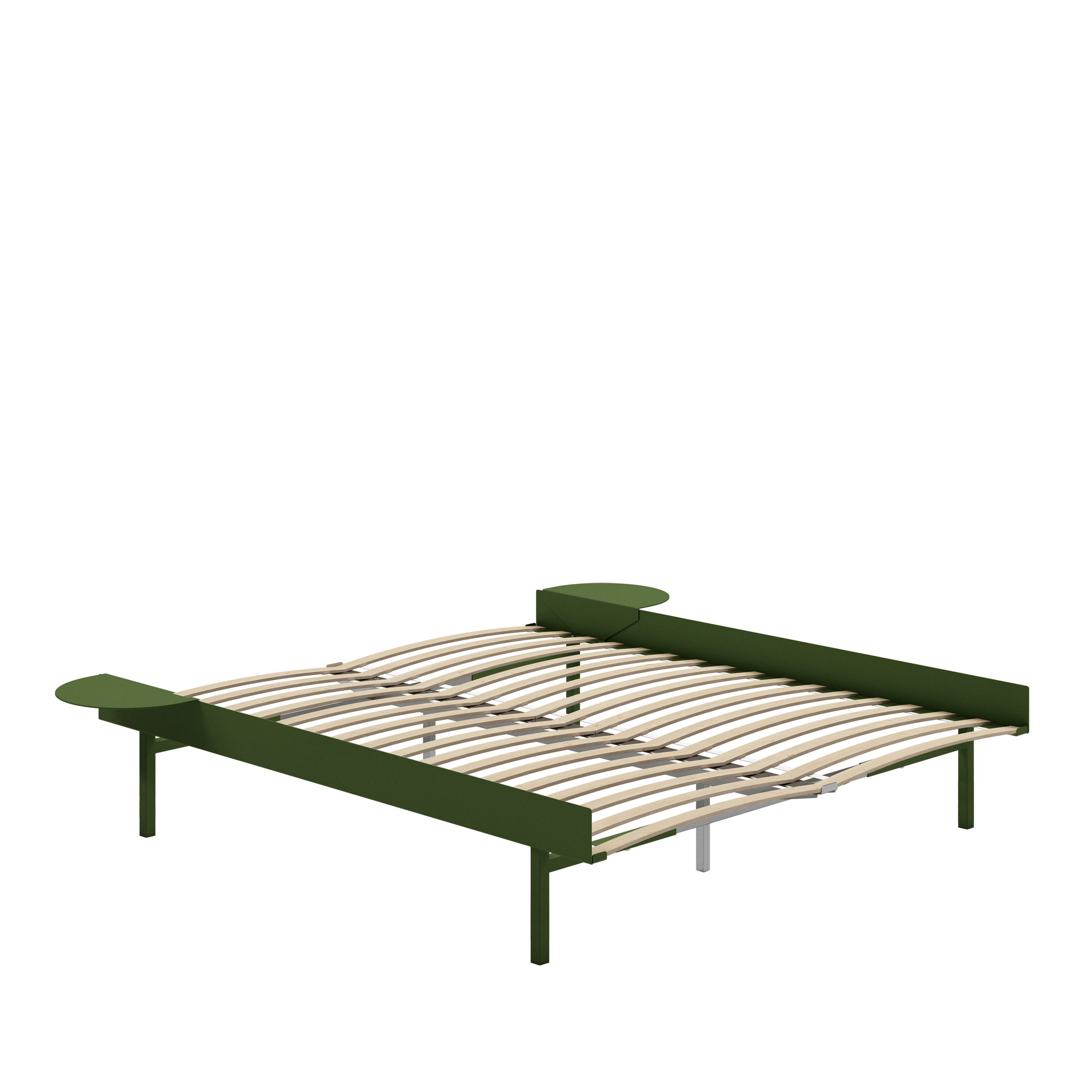 MOEBE // BED 160 CM (TALL) - PINE GREEN | WITH SLATS | 2x SIDE TABLE