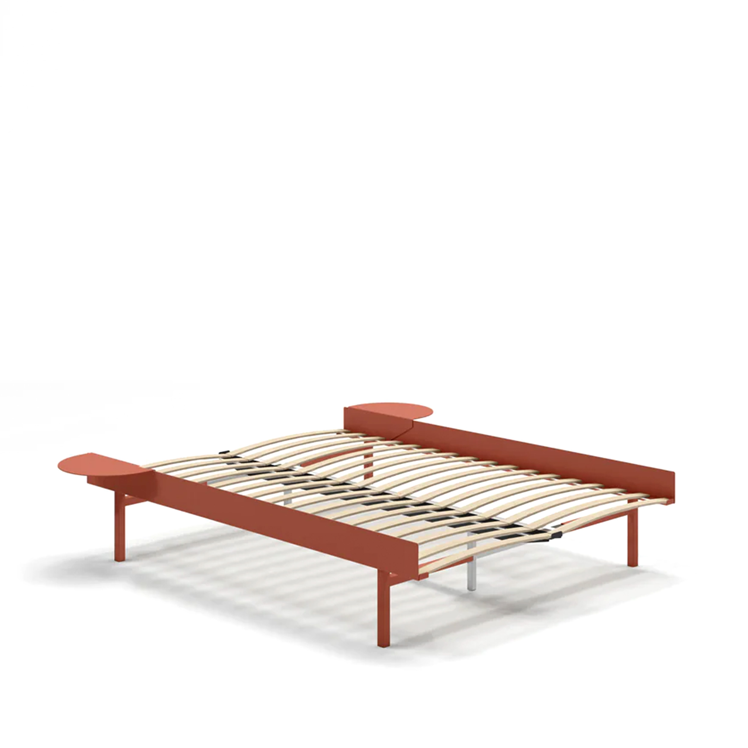 MOEBE // BED 140 CM (TALL) - TERRACOTTA| WITH SLATS | 2x SIDE TABLE