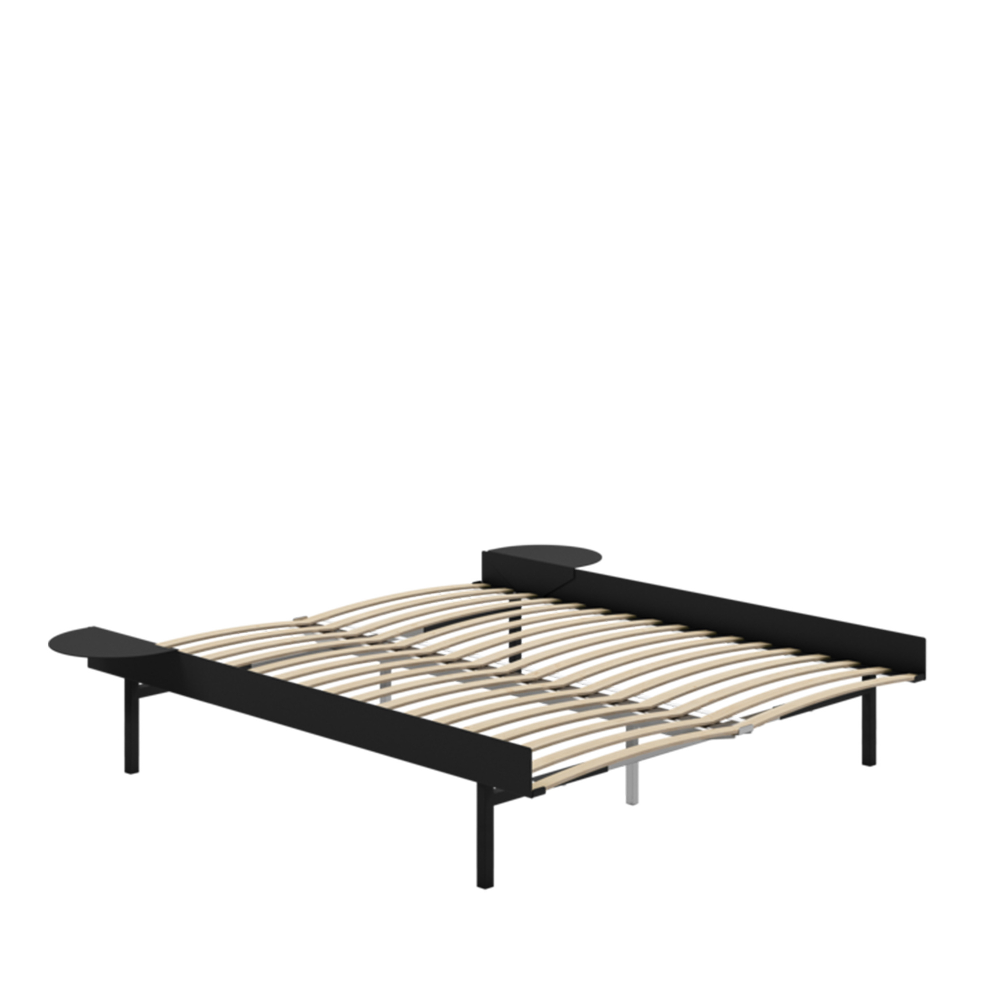 MOEBE // BED 160 CM  (TALL) - BLACK | WITH SLATS | 2x SIDE TABLE