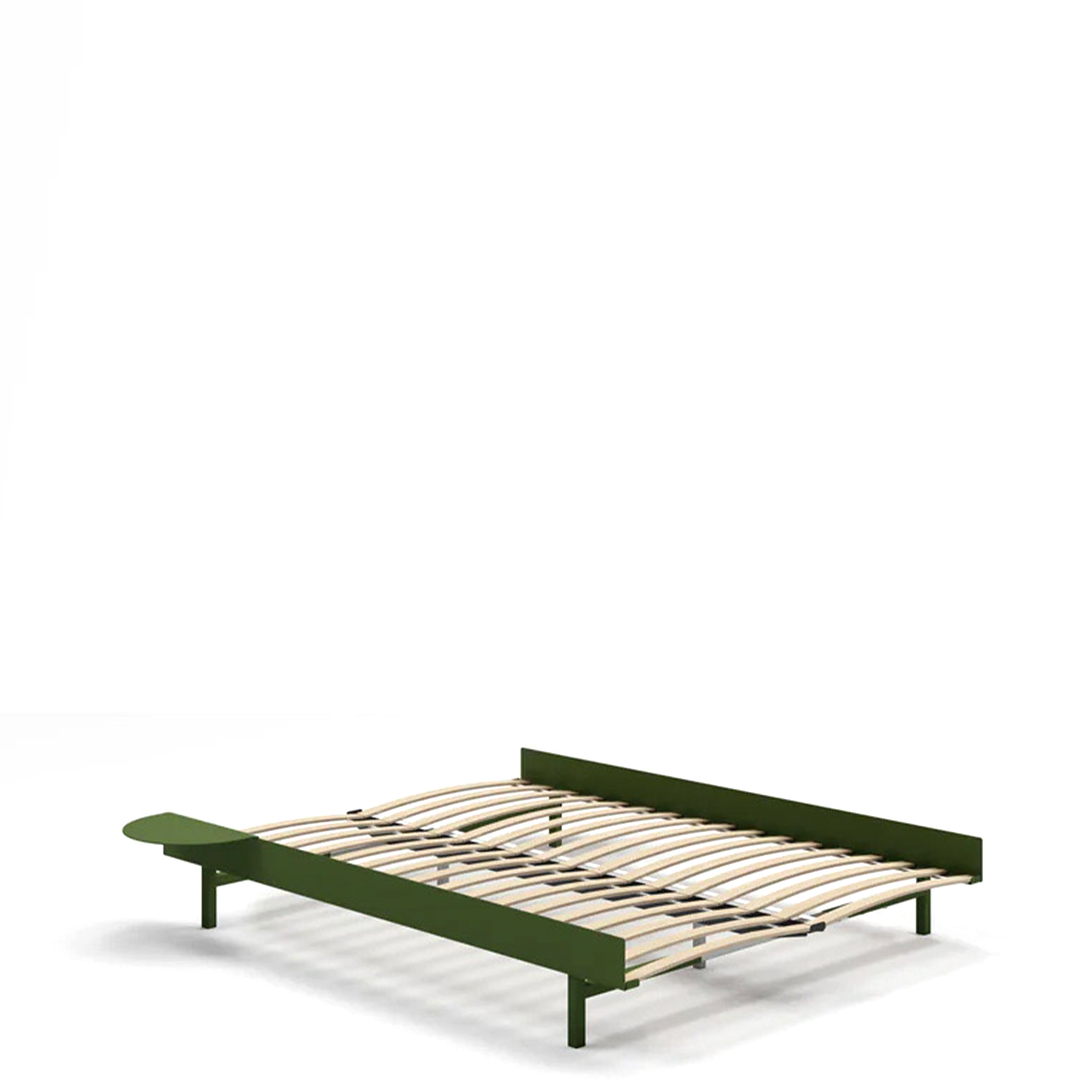 MOEBE // BETT 140 CM (LOW) - PINE GREEN | LATTENROST | 1x ABLAGE