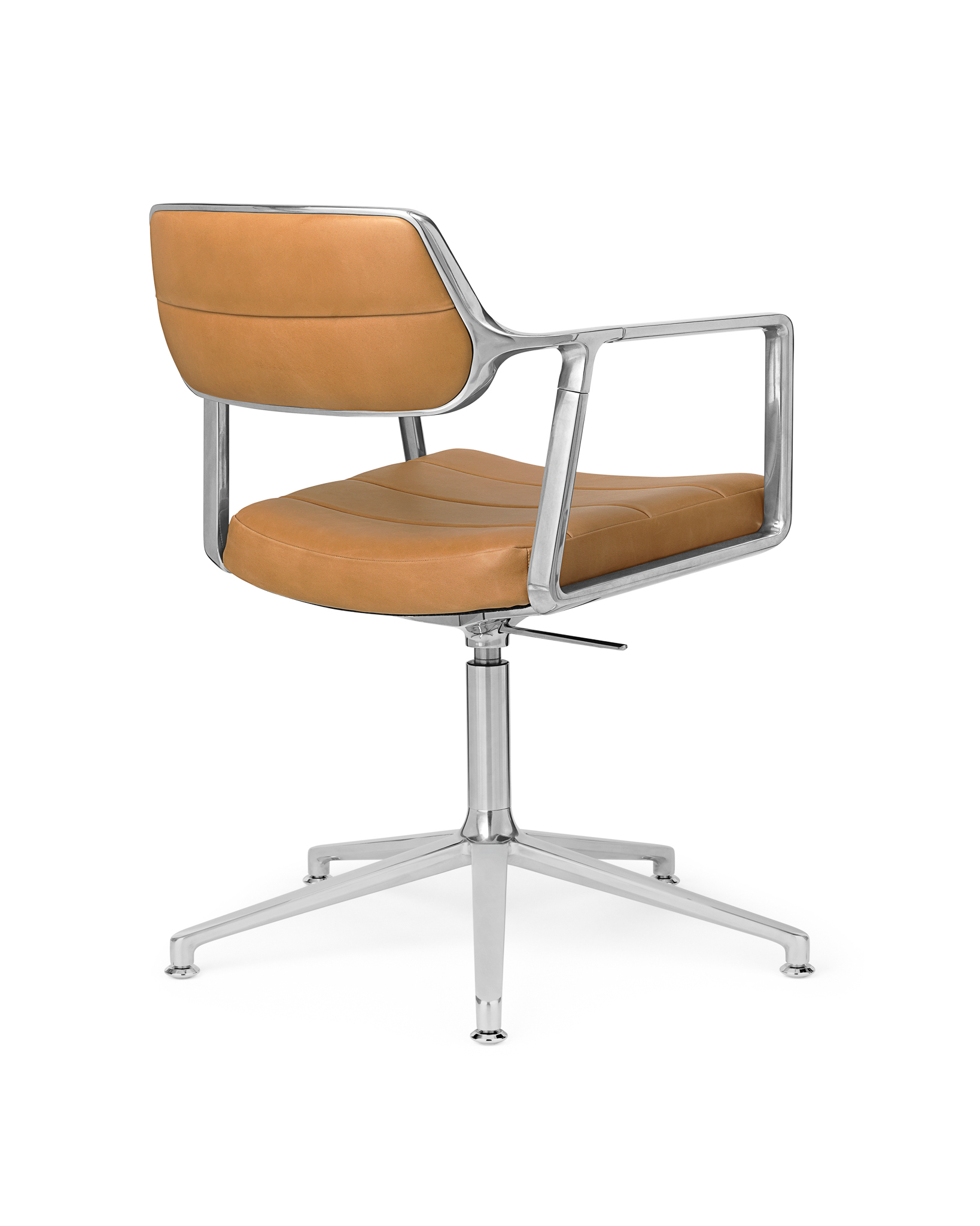 VIPP 453 // SWIVEL CHAIR WITH GLIDERS - POL. FRAME, LEATHER CAMEL