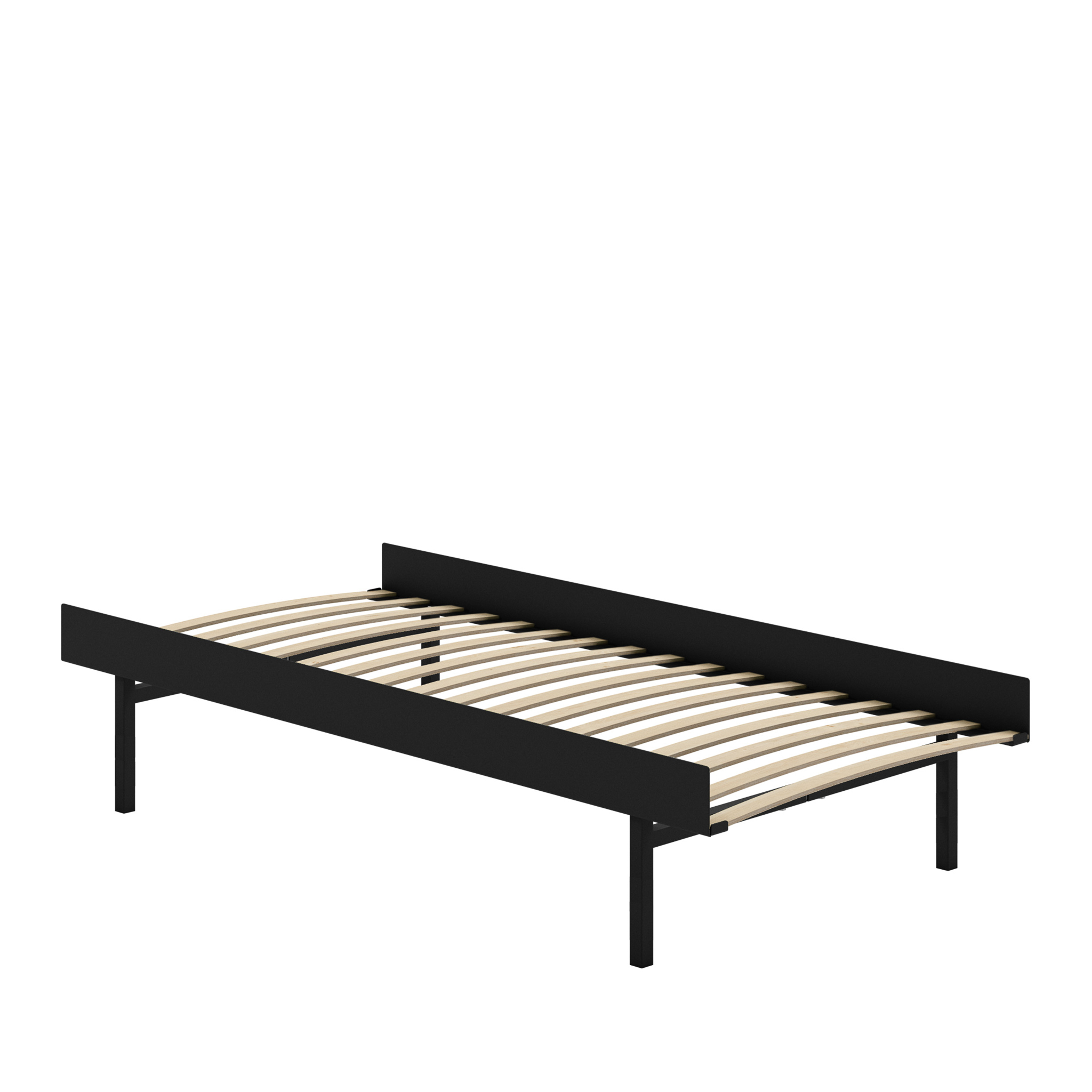 MOEBE // BED 90 CM (TALL) - BLACK | WITH SLATS | NO SIDE TABLE