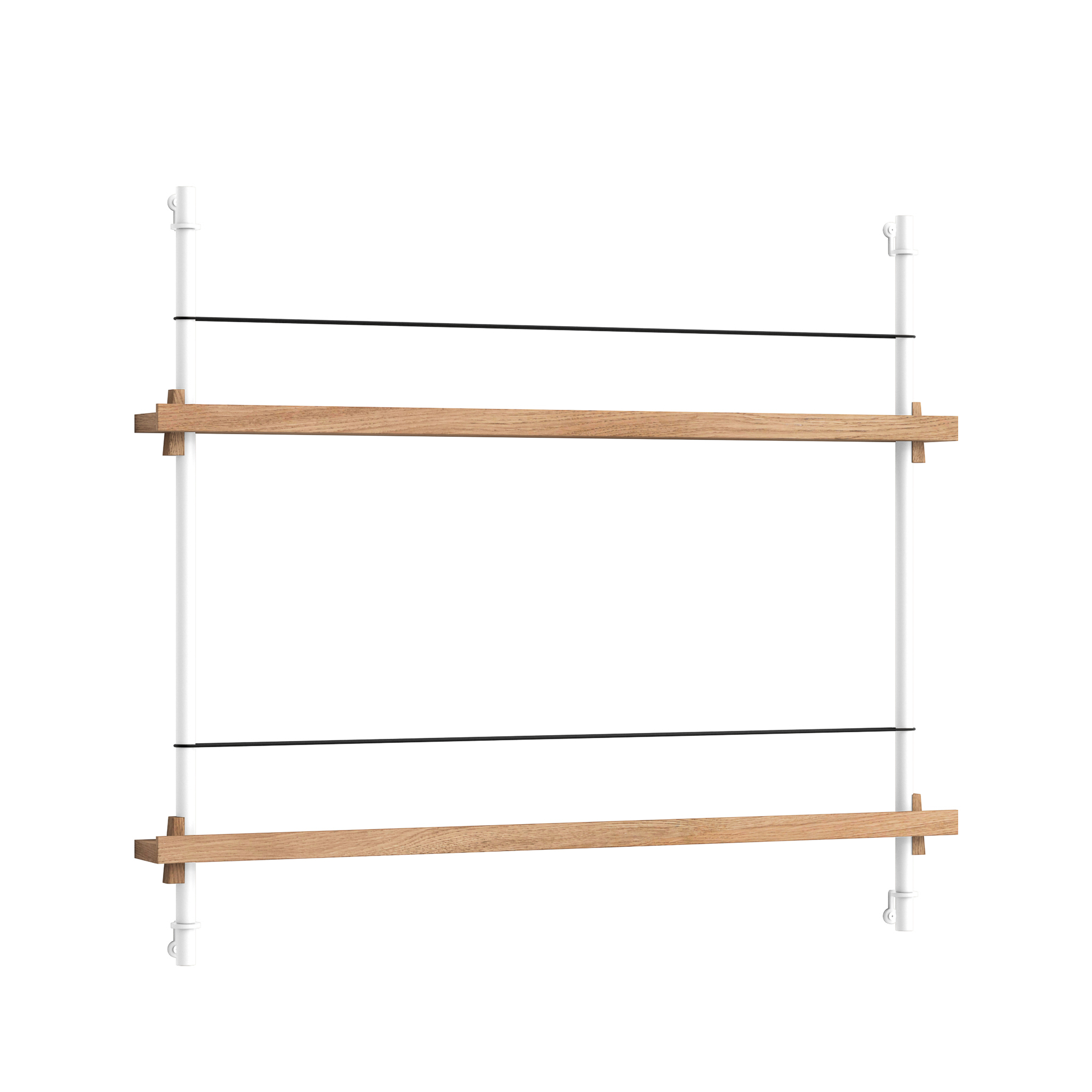 MOEBE // MAGAZINE SHELVING  - MS.65.1 | 65CM x 85CM |  OAK SHELVES |  WHITE LEGS