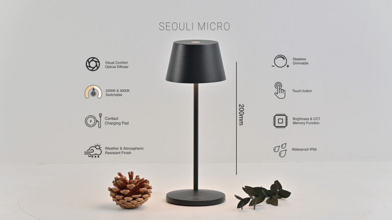 VILLEROY & BOCH // SEOUL MICRO - OUTDOOR BATTERY TABLE LAMP | 20CM | WHITE