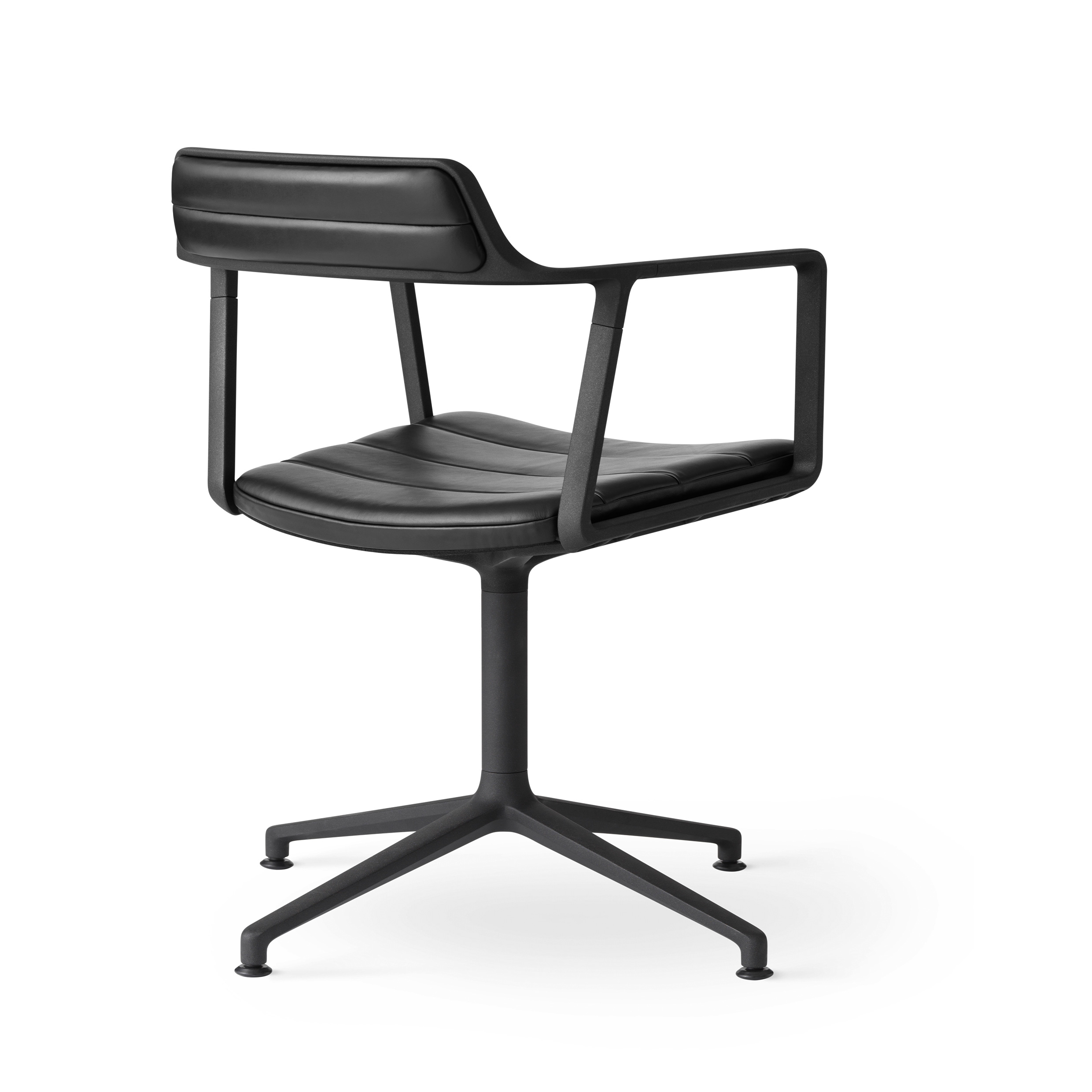 VIPP 452 // SWIVEL CHAIR WITH GLIDES - BLACK ALUMINUM, BLACK LEATHER