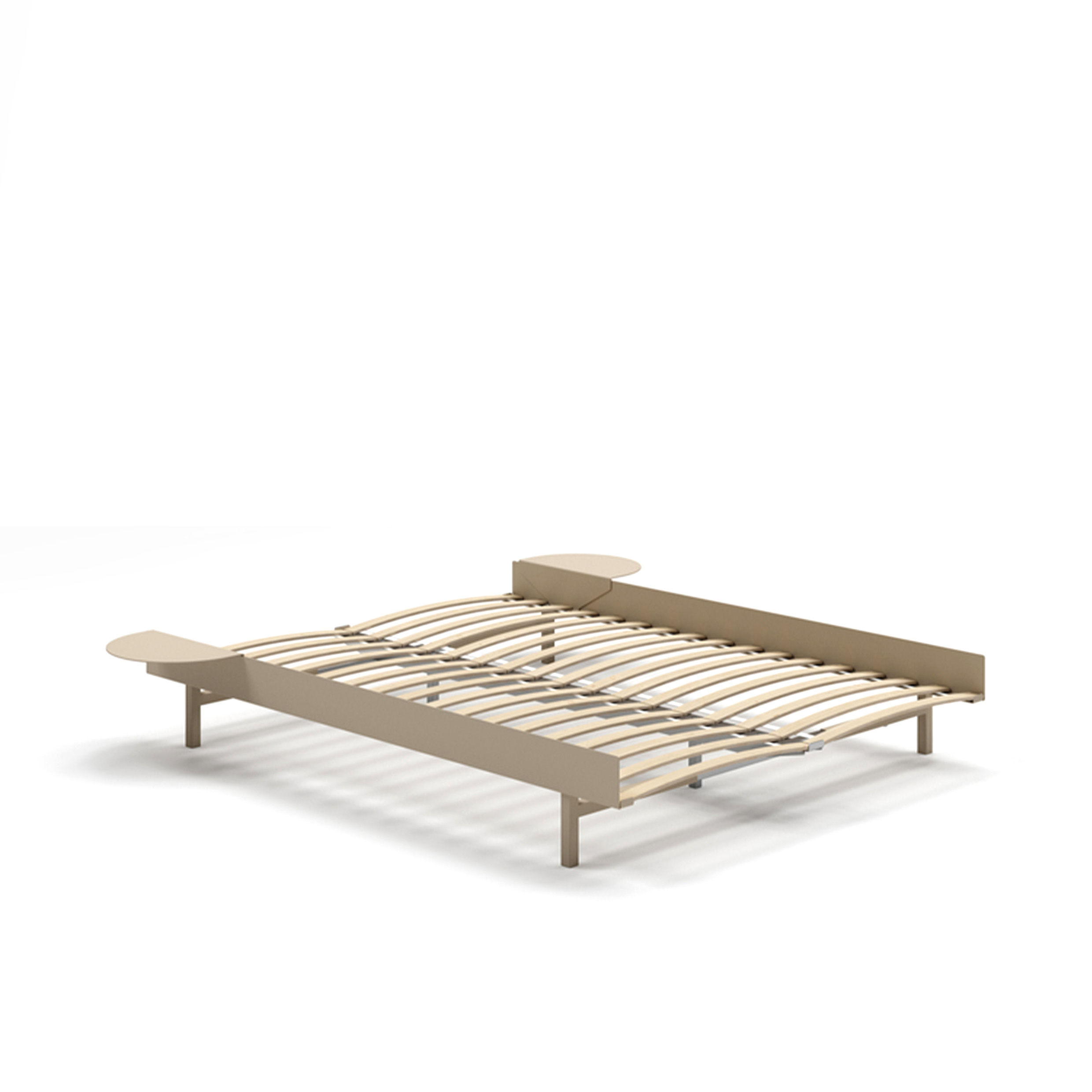 MOEBE // BED 140 CM (low) - SAND | WITH SLATS | 2x SIDE TABLE