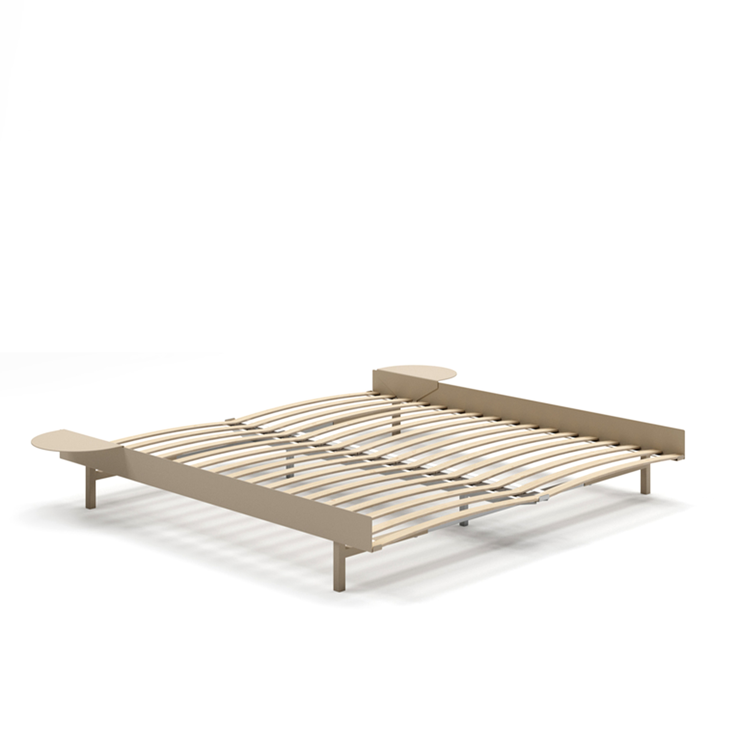 MOEBE // BED 180 CM (low) - SAND | WITH SLATS | 2x SIDE TABLE