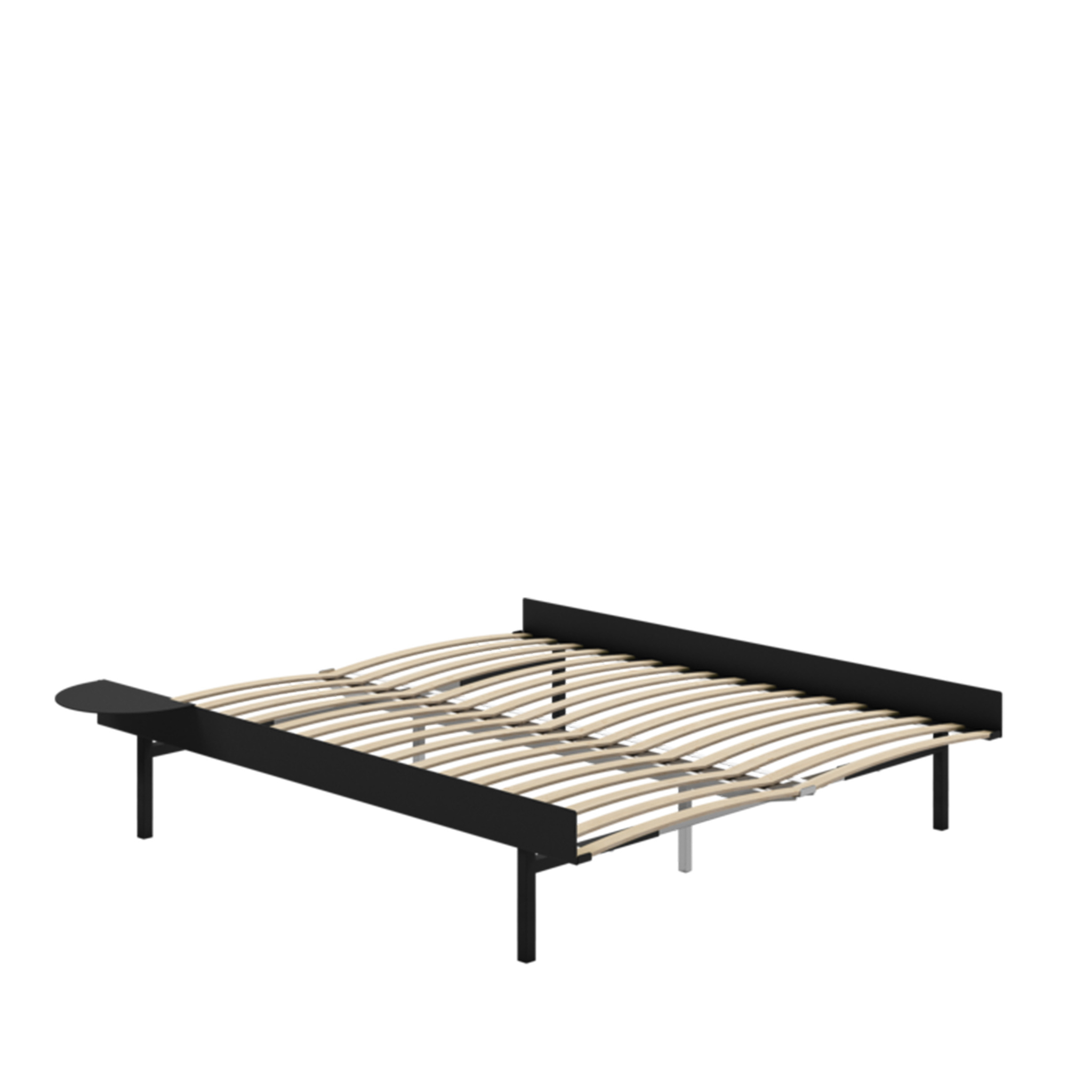 MOEBE // BED 160 CM  (TALL) - BLACK | WITH SLATS | 1x SIDE TABLE