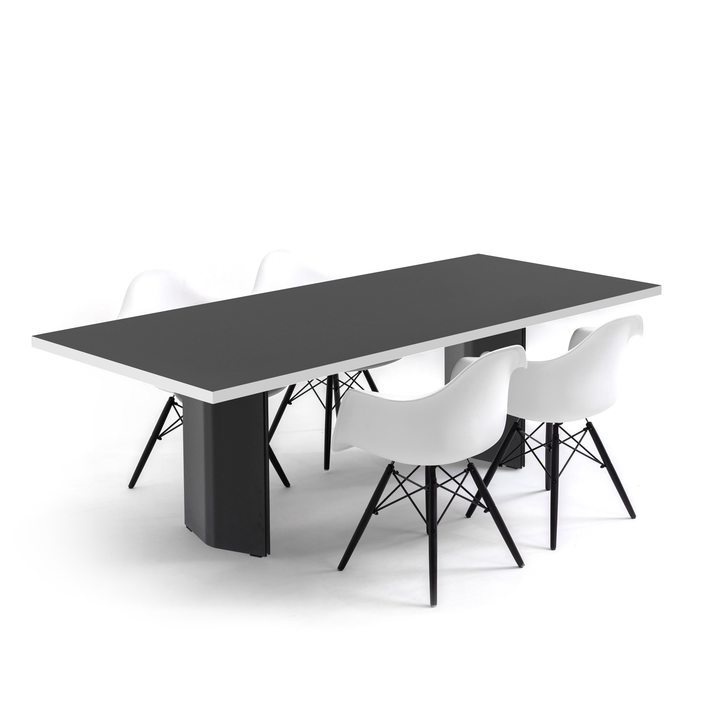 FORM EXCLUSIVE // KUNO - TABLE | FENIX | BLACK - 220CM X 100CM X 4CM - DOUBLE BLACK - WHITE