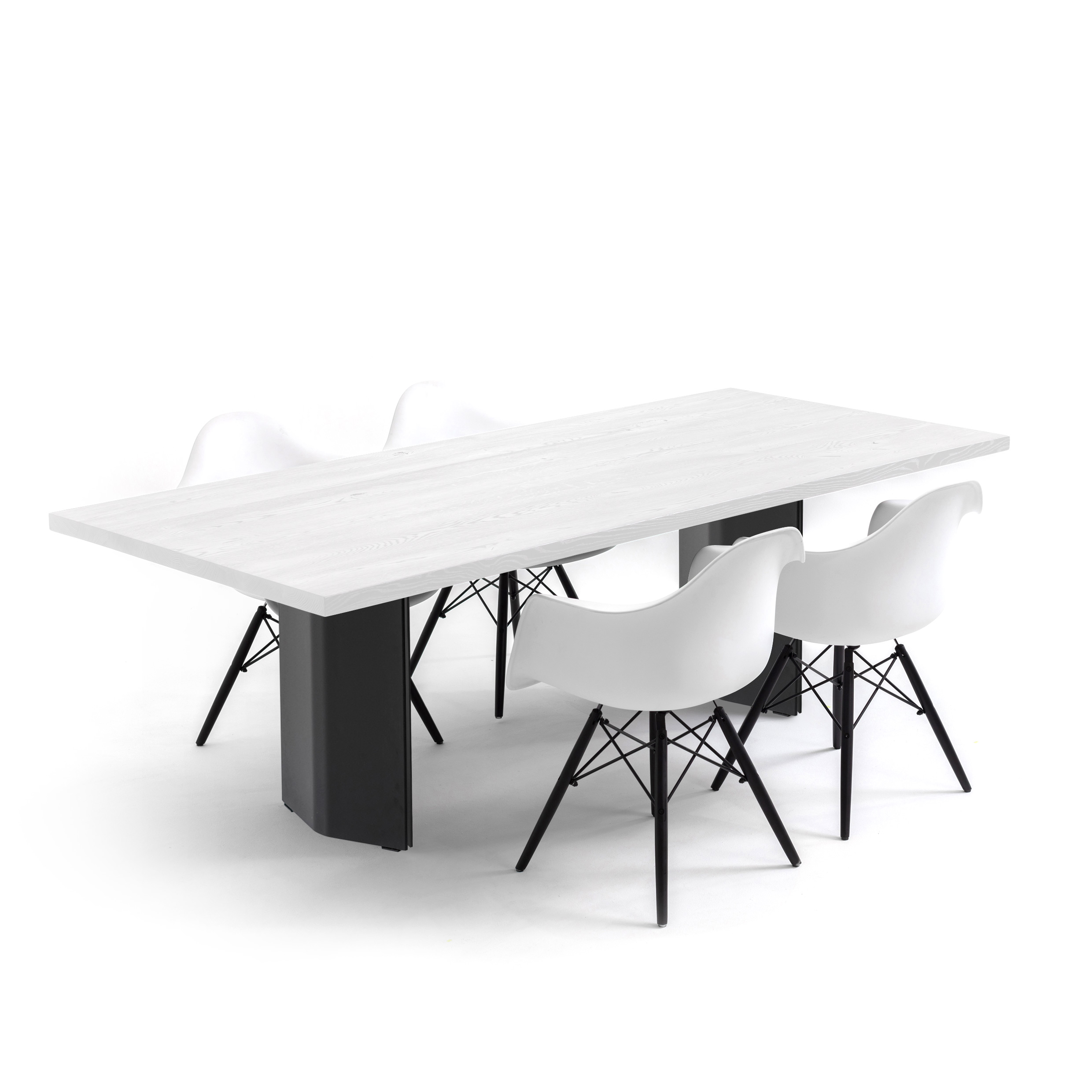FORM EXCLUSIVE // FYNN - DINING TABLE | GERMAN OAK | WHITE OILED - DOUBLE BLACK - 260CM X 100CM X 4CM