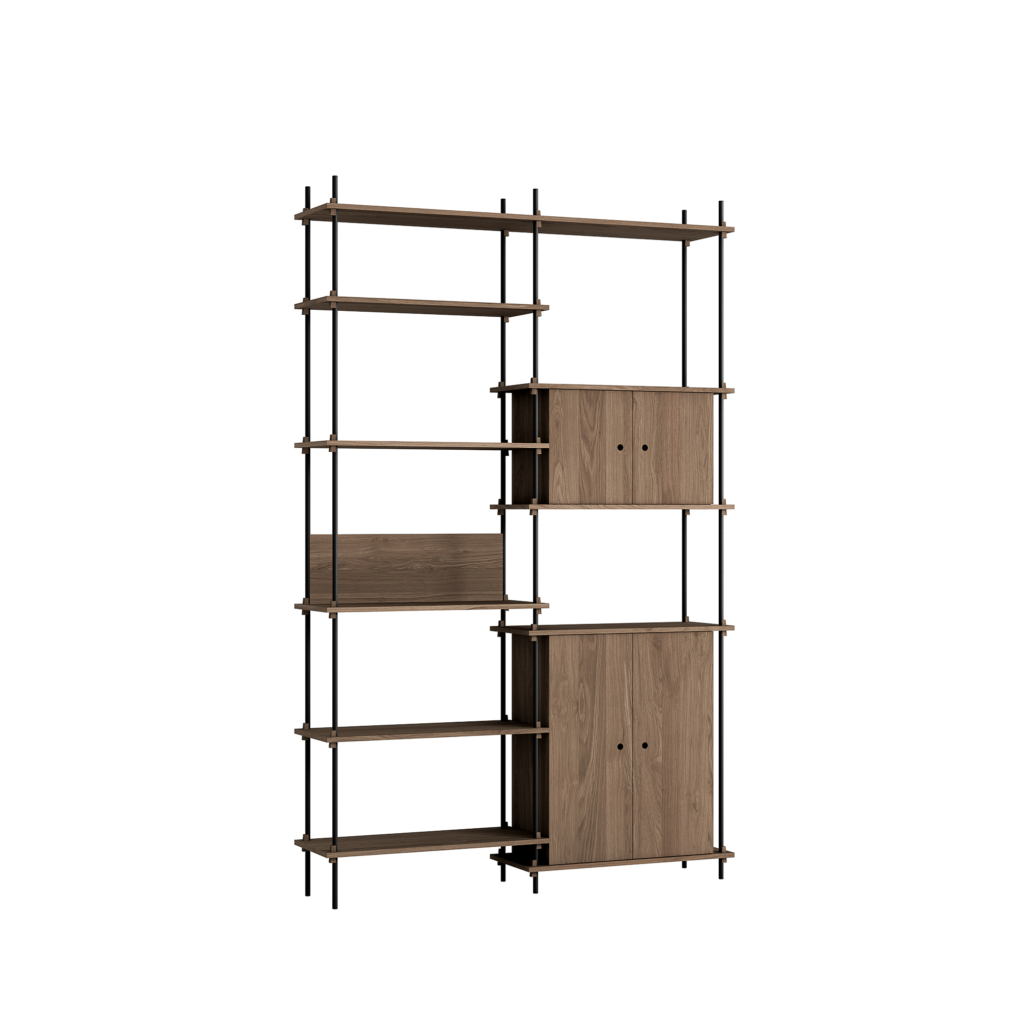 MOEBE // SHELVING SYSTEM - S.255.2.I | 255CM x 163CM |  BLACK SHELVES |  BLACK LEGS