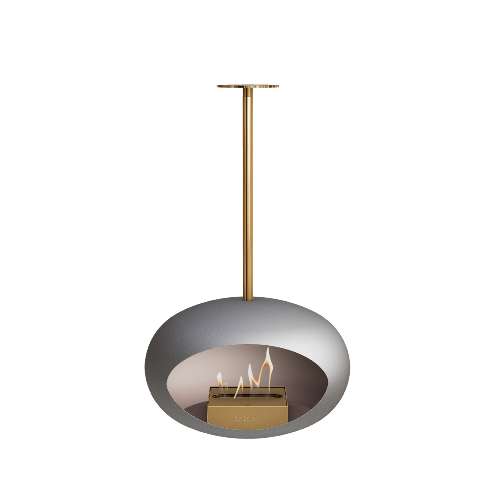 LE FEU // NICKEL SKY ETHANOL-CHIMNEY - POLE  ROSEGOLD  | ROSEGOLD BURNER |  140 cm