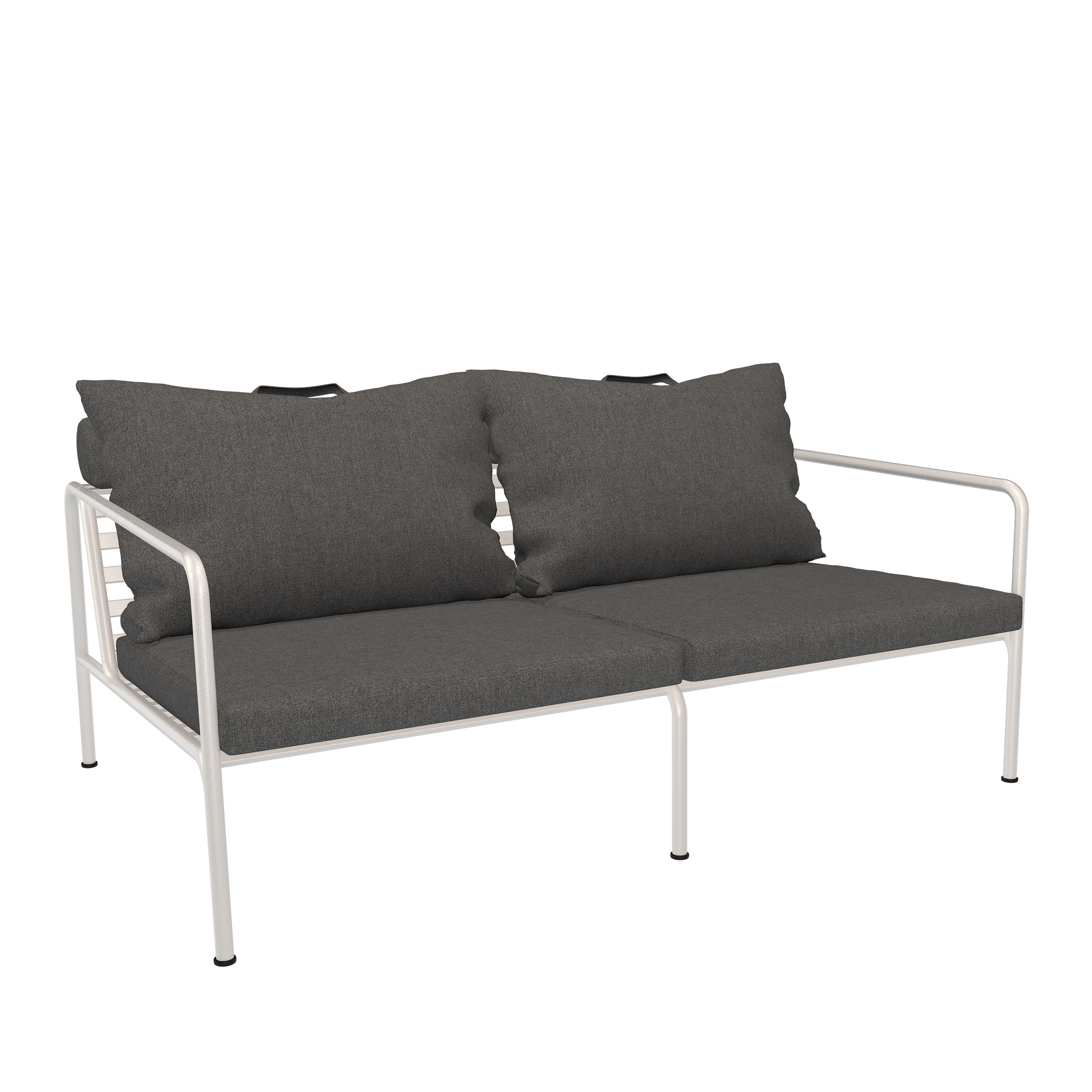 Houe // AVON 2-seater - Outdoor sofa, muted white frame, dark gray cushions