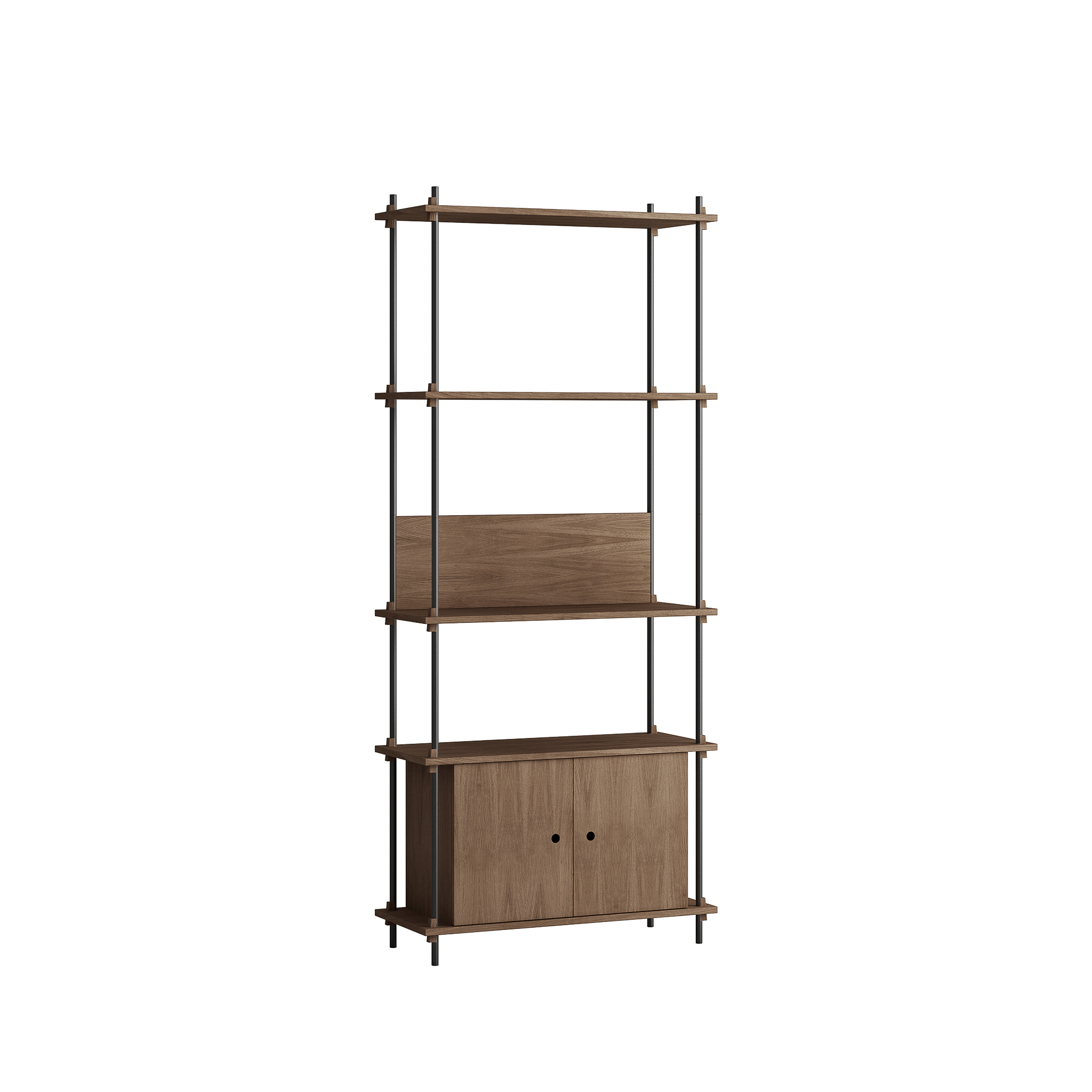 MOEBE // SHELVING SYSTEM - S.200.1.B | 200CM x 86CM |  BLACK SHELVES |  BLACK LEGS