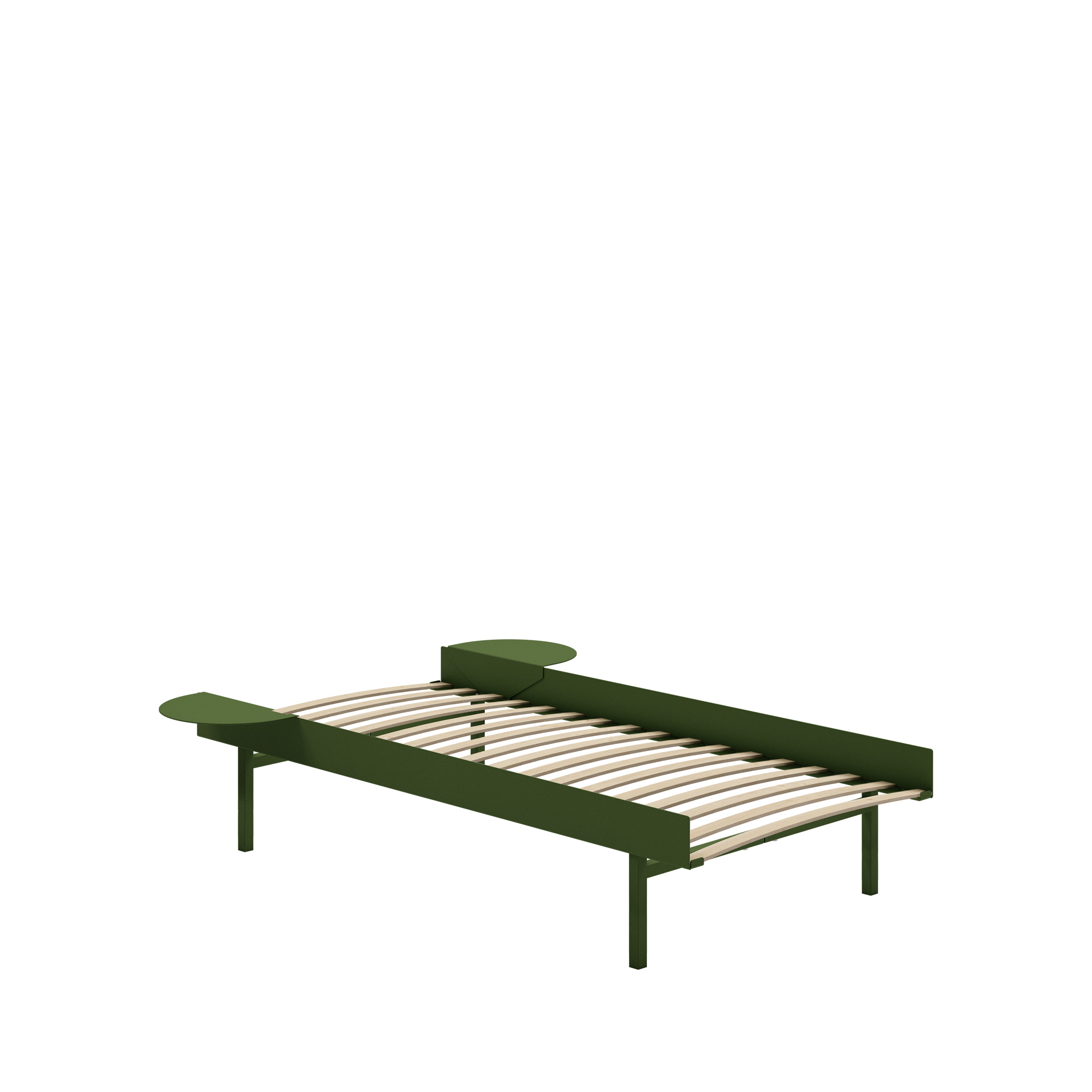 MOEBE // BETT 90 CM (TALL) - PINE GREEN | LATTENROST | 2x ABLAGEN