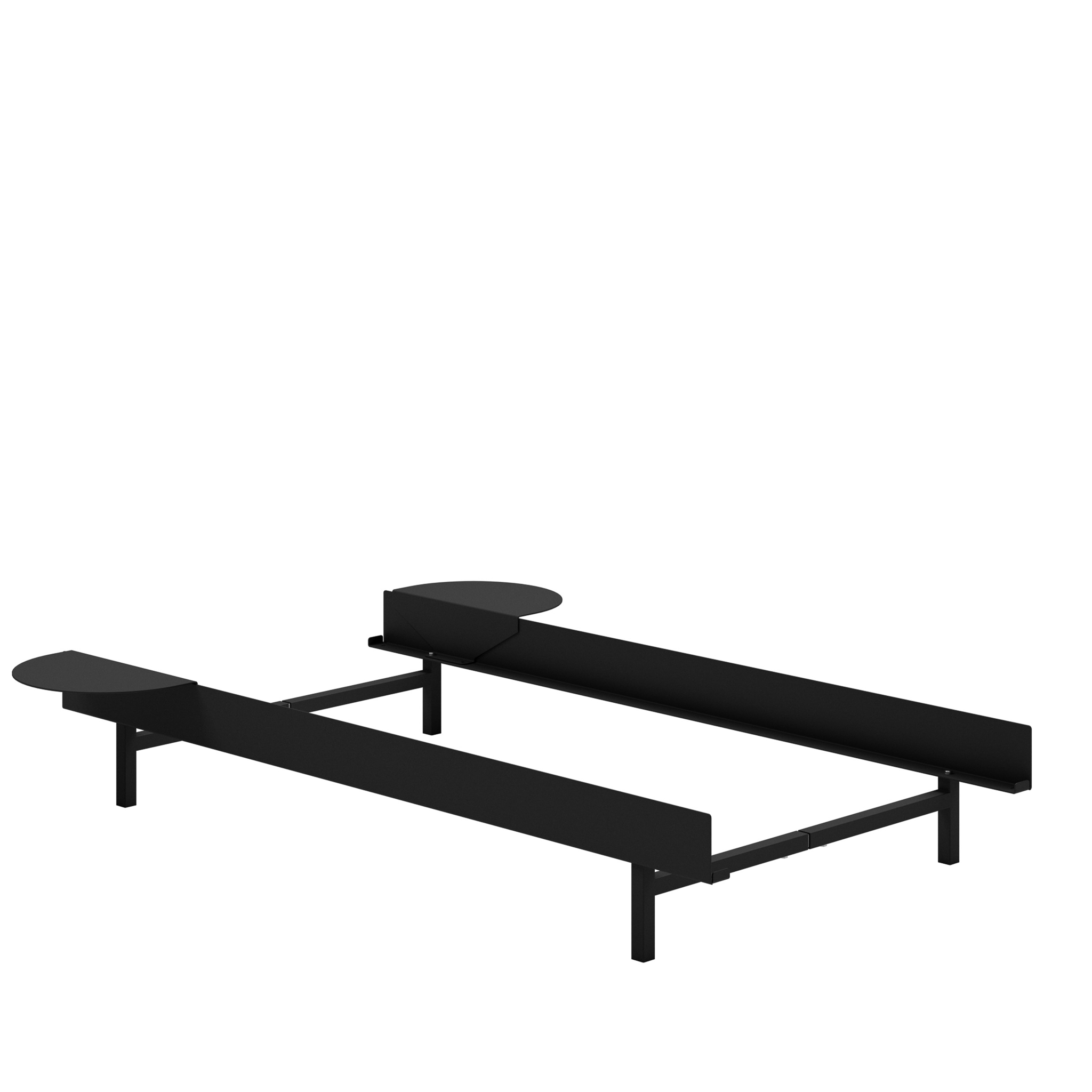 MOEBE // BED 90 CM (low) - BLACK | NO SLATS | 2x SIDE TABLE