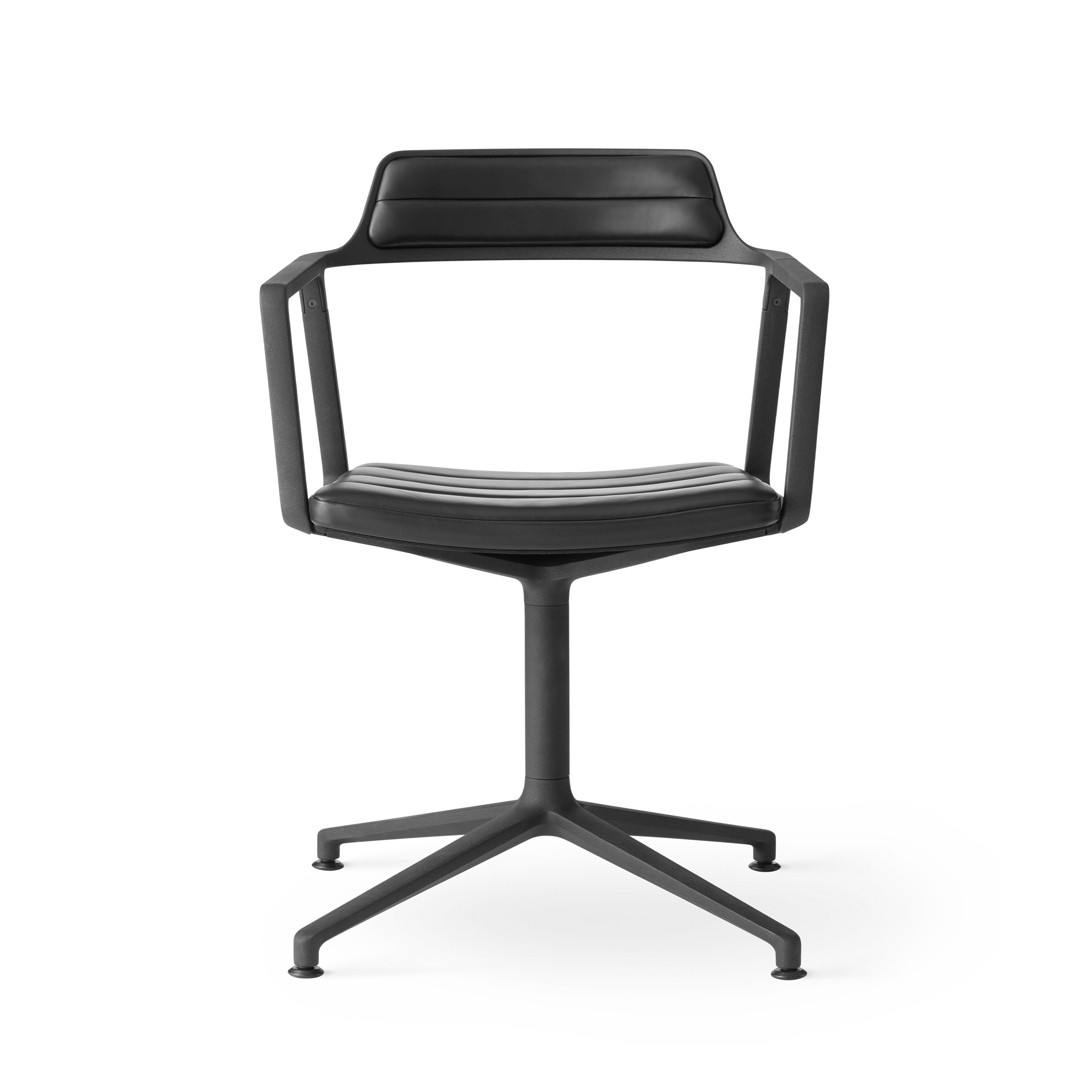 VIPP 452 // SWIVEL CHAIR WITH GLIDES - BLACK ALUMINUM, BLACK LEATHER